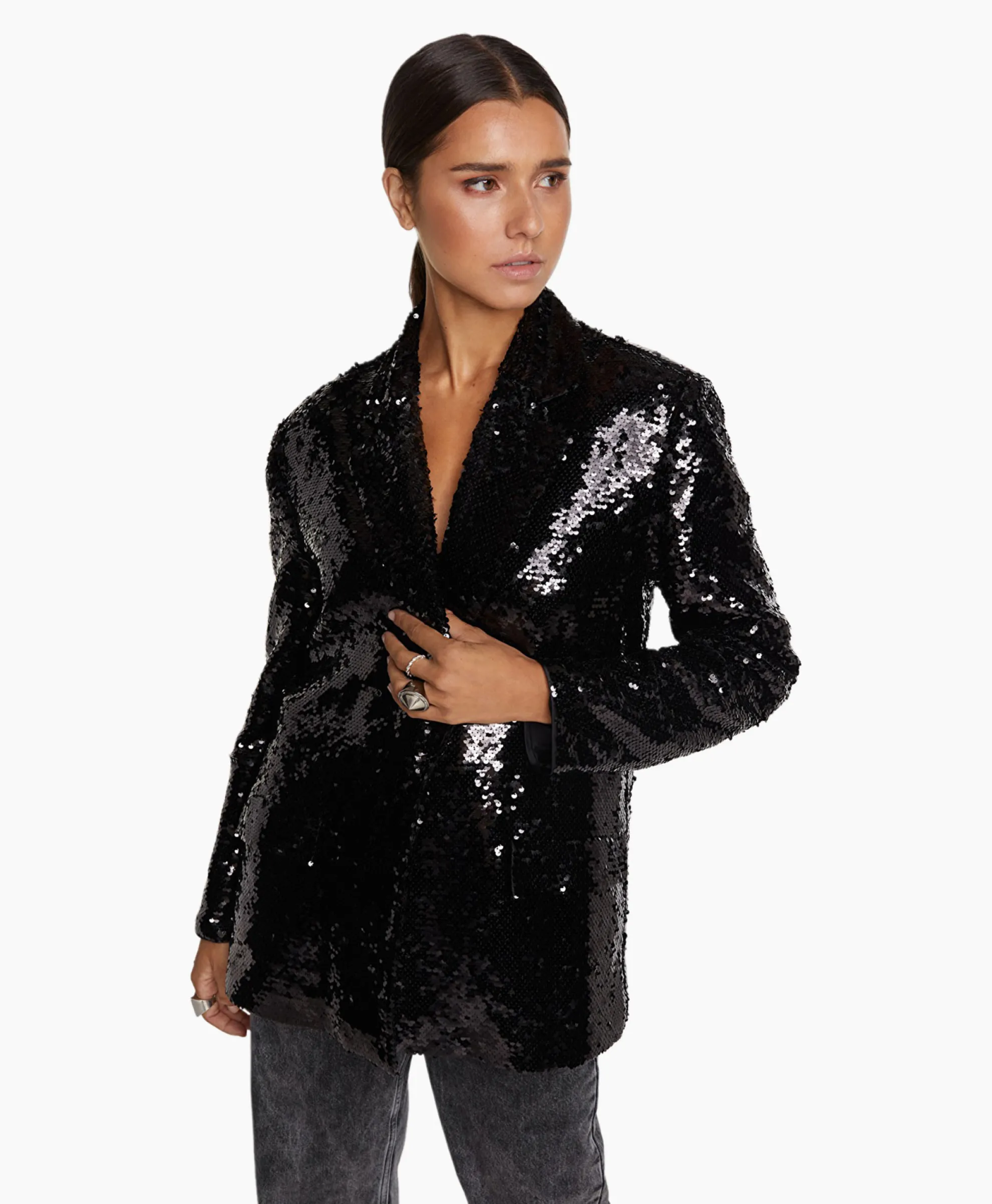 Alix The Label Blazer Woven With Strass Zwart