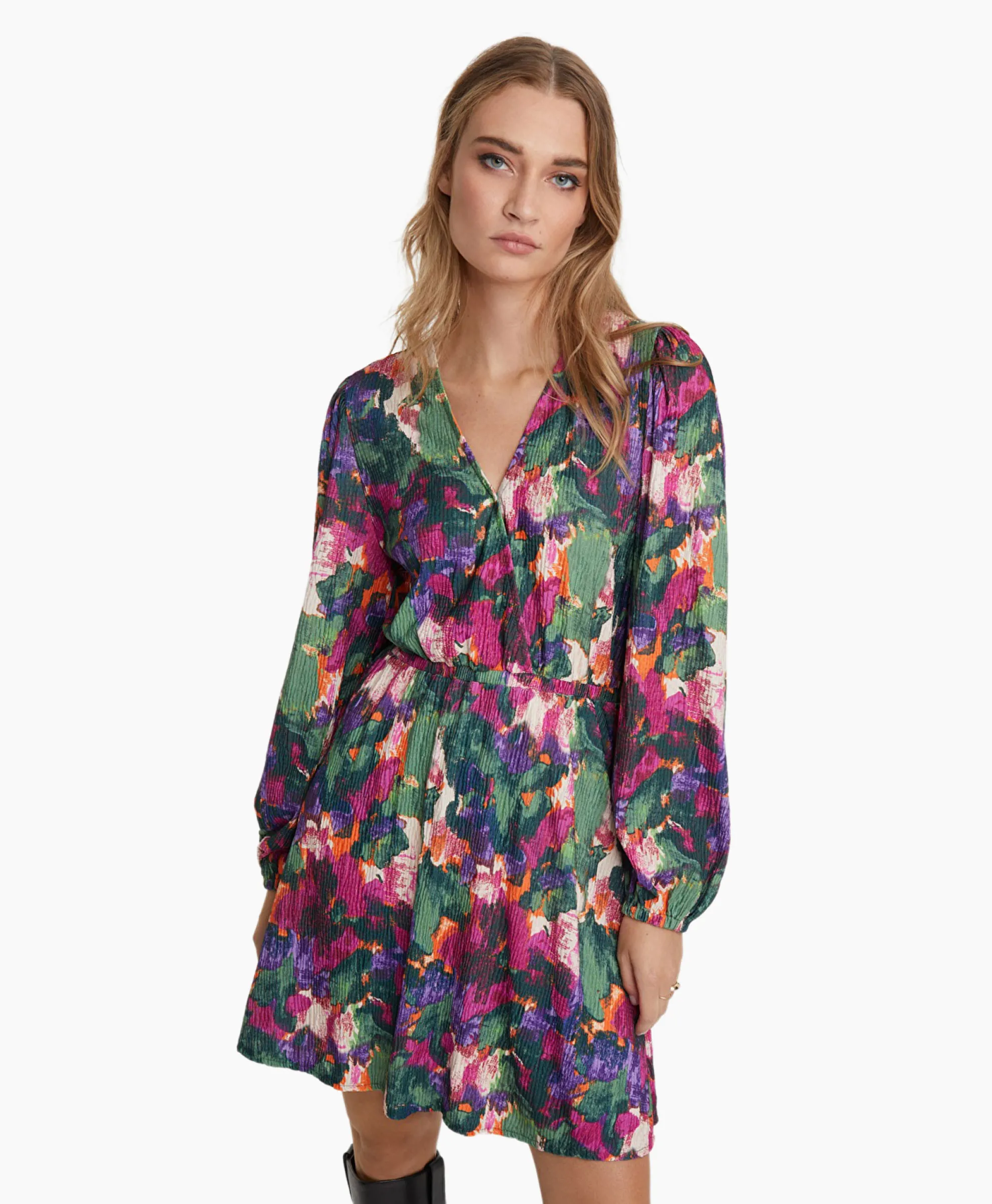 Alix The Label Mini Jurk Woven Camouflage Flower Zwart