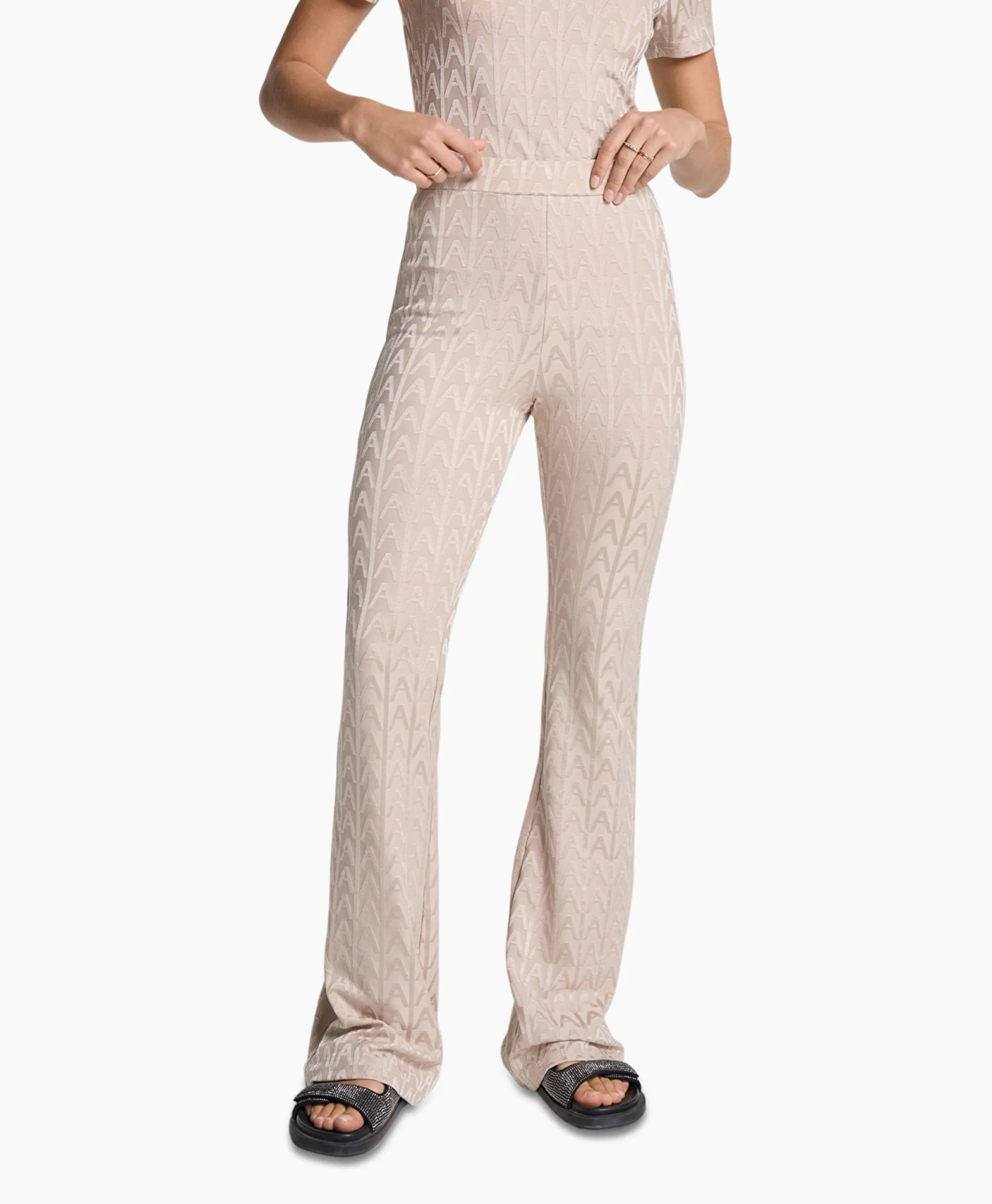 Alix The Label Pantalon Knitted A Jacquard Zand
