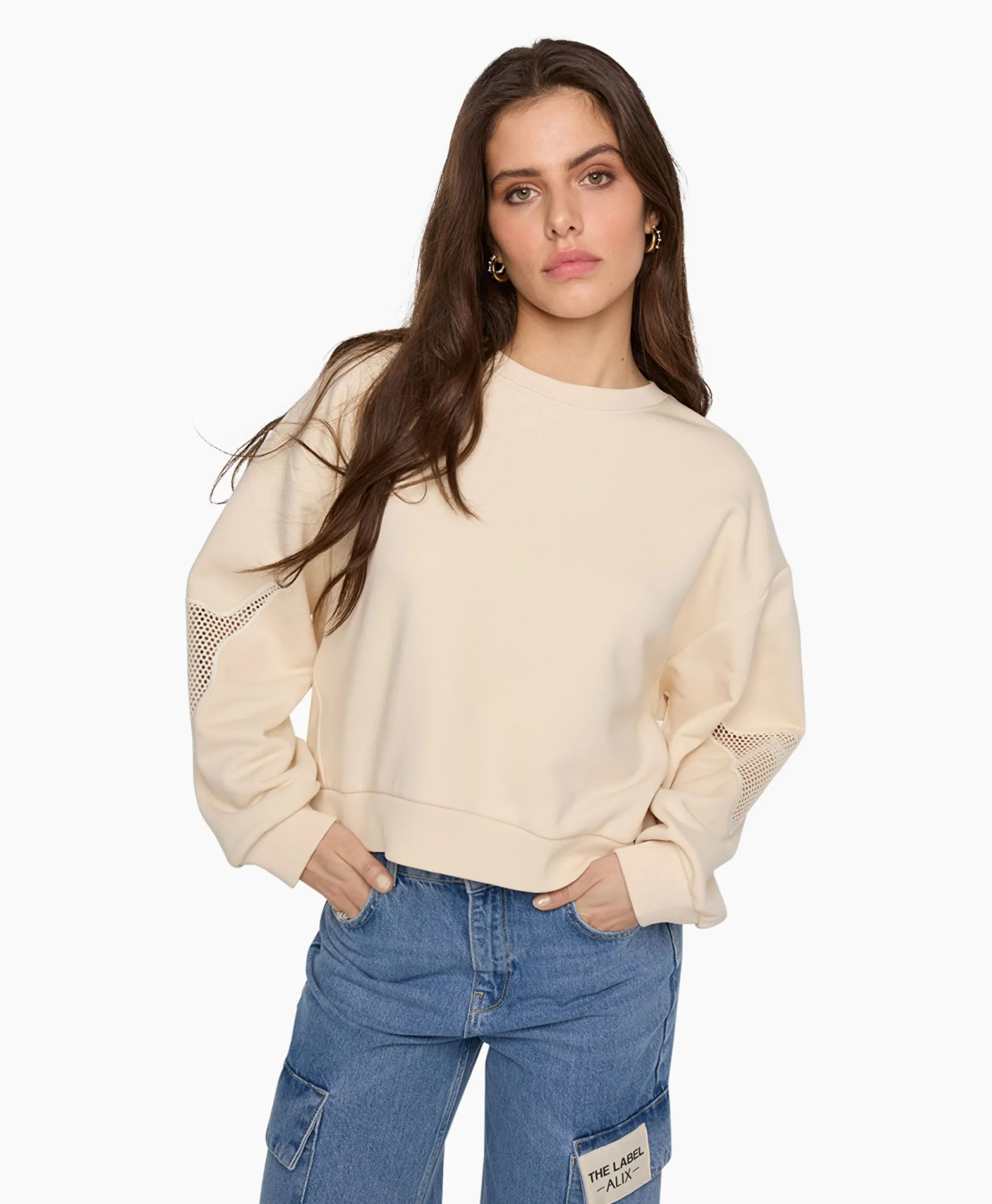 Alix The Label Pullover Knitted Mesh Ecru