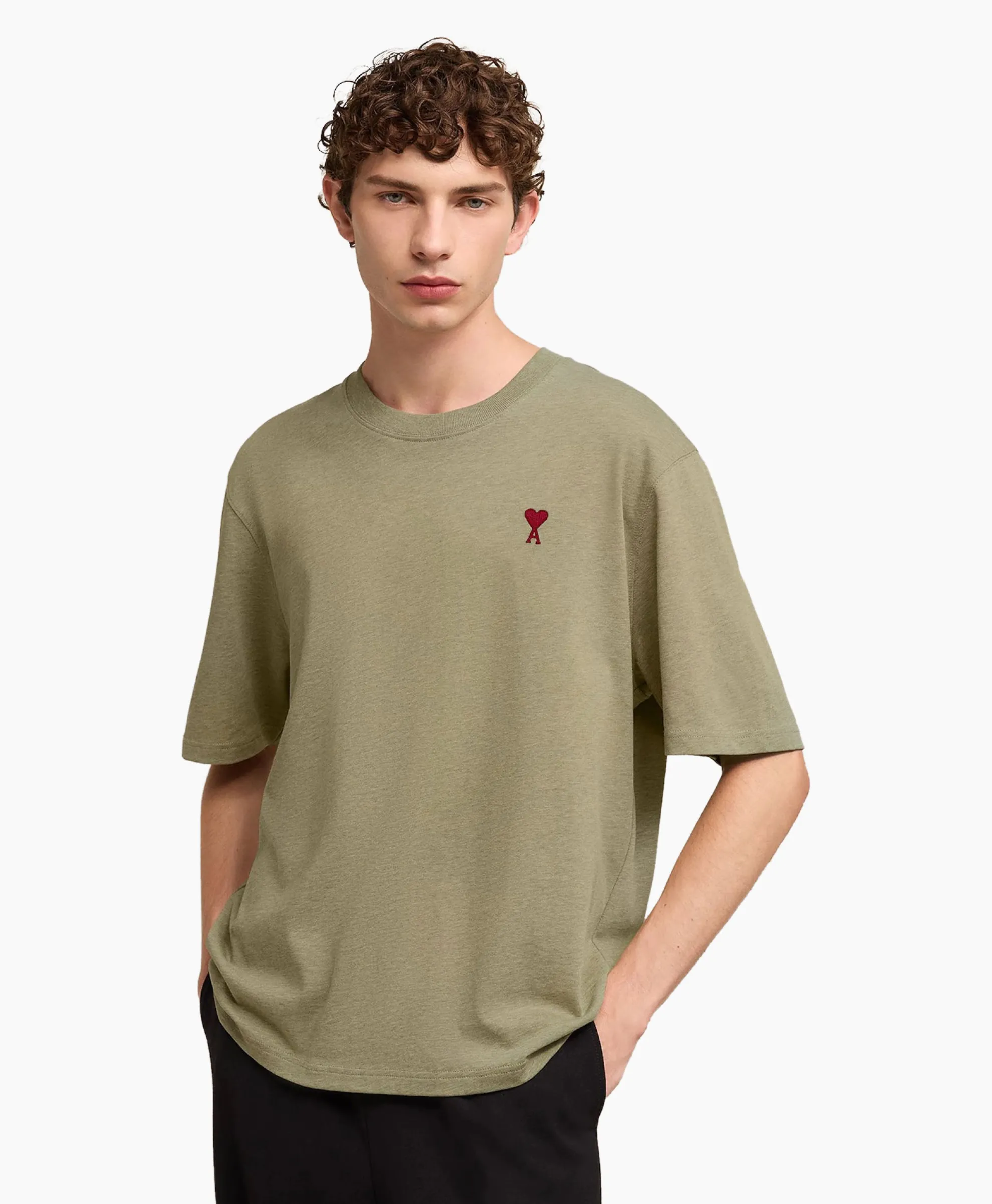 Ami Paris T-Shirt Korte Mouw Ami De Coeur Khaki