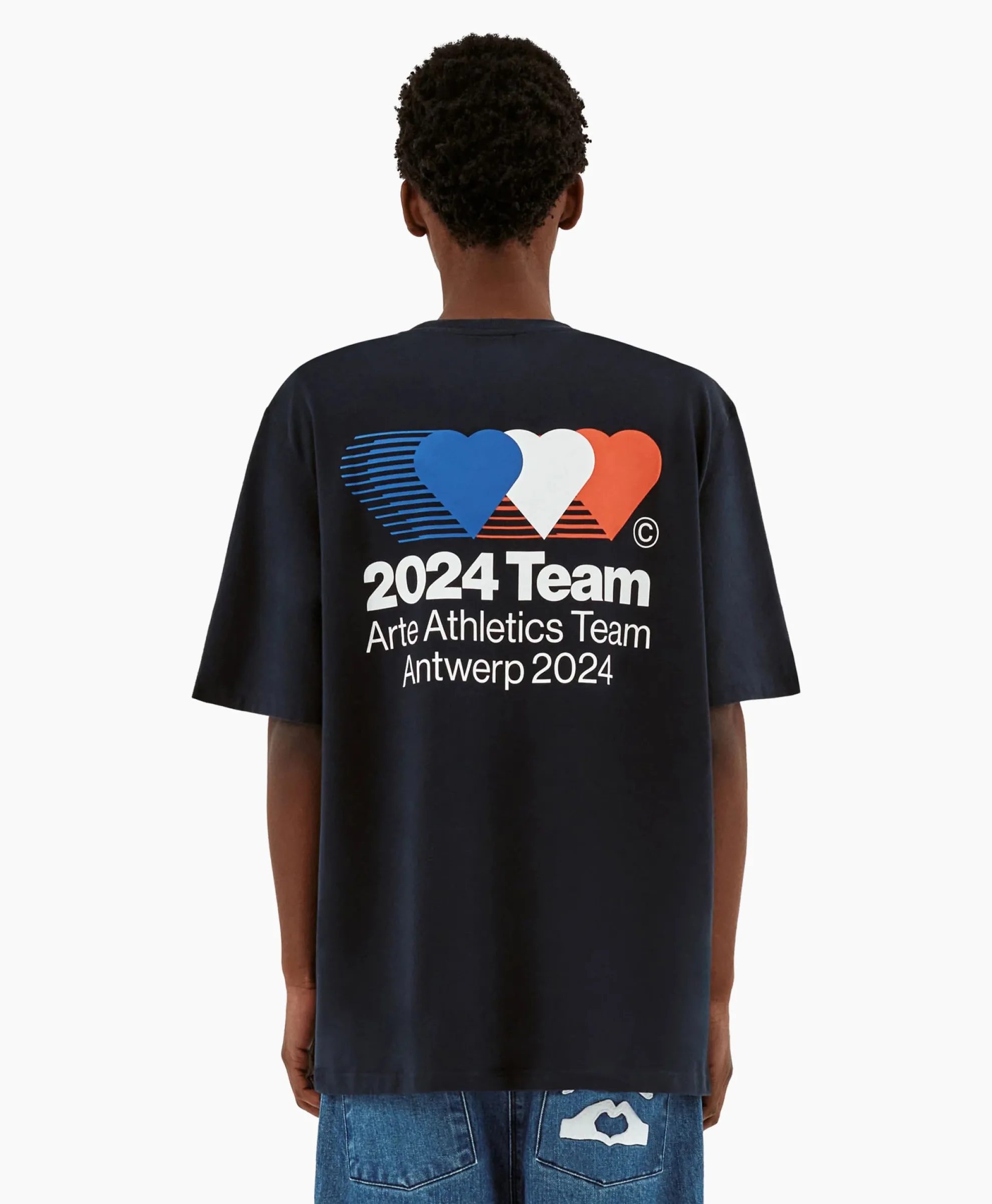 Arte Antwerp T-Shirt Korte Mouw Heart France Back Print Donker Blauw