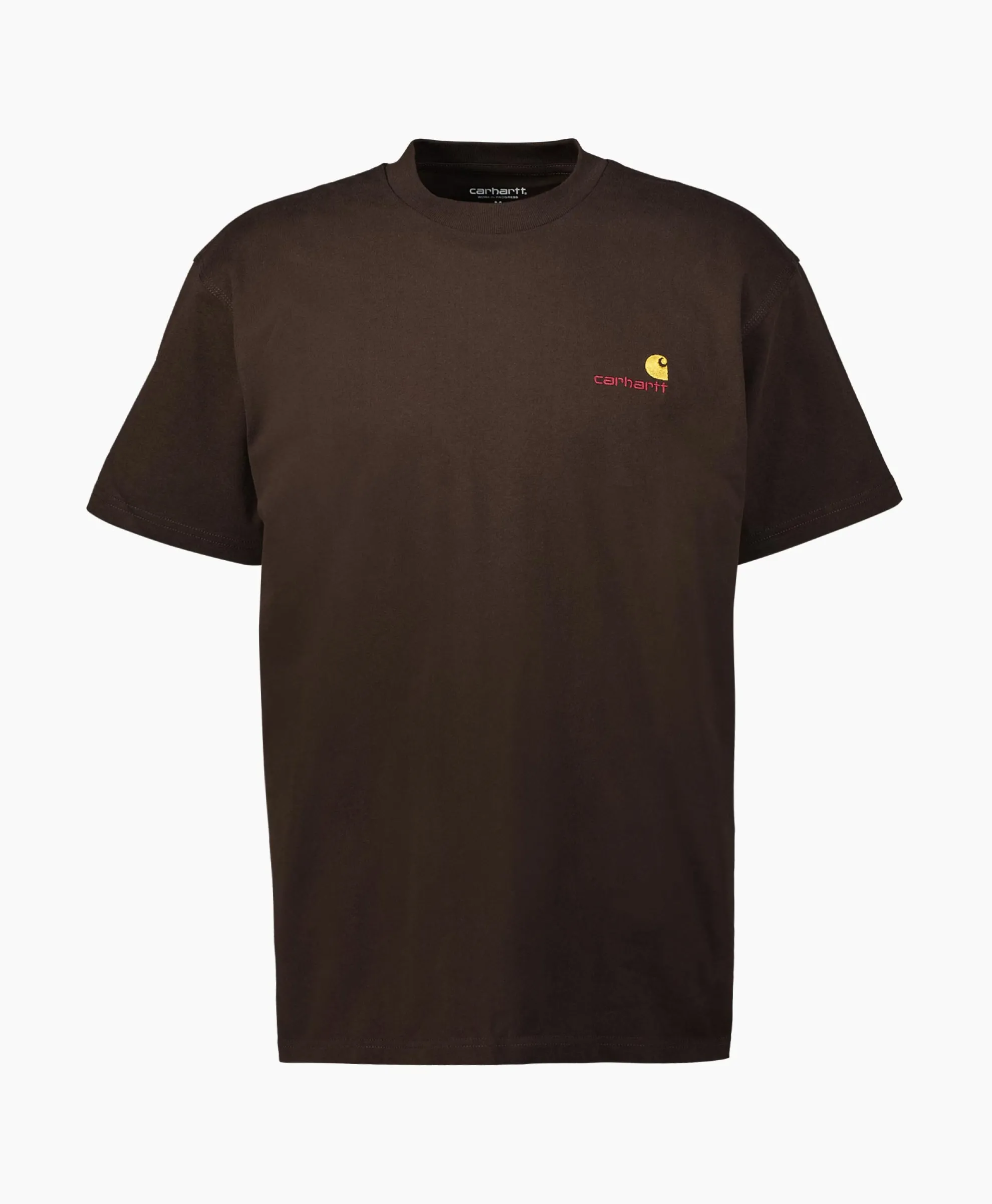 Carhartt Wip T-Shirt S/S American Script Organic Cotton Donker Bruin