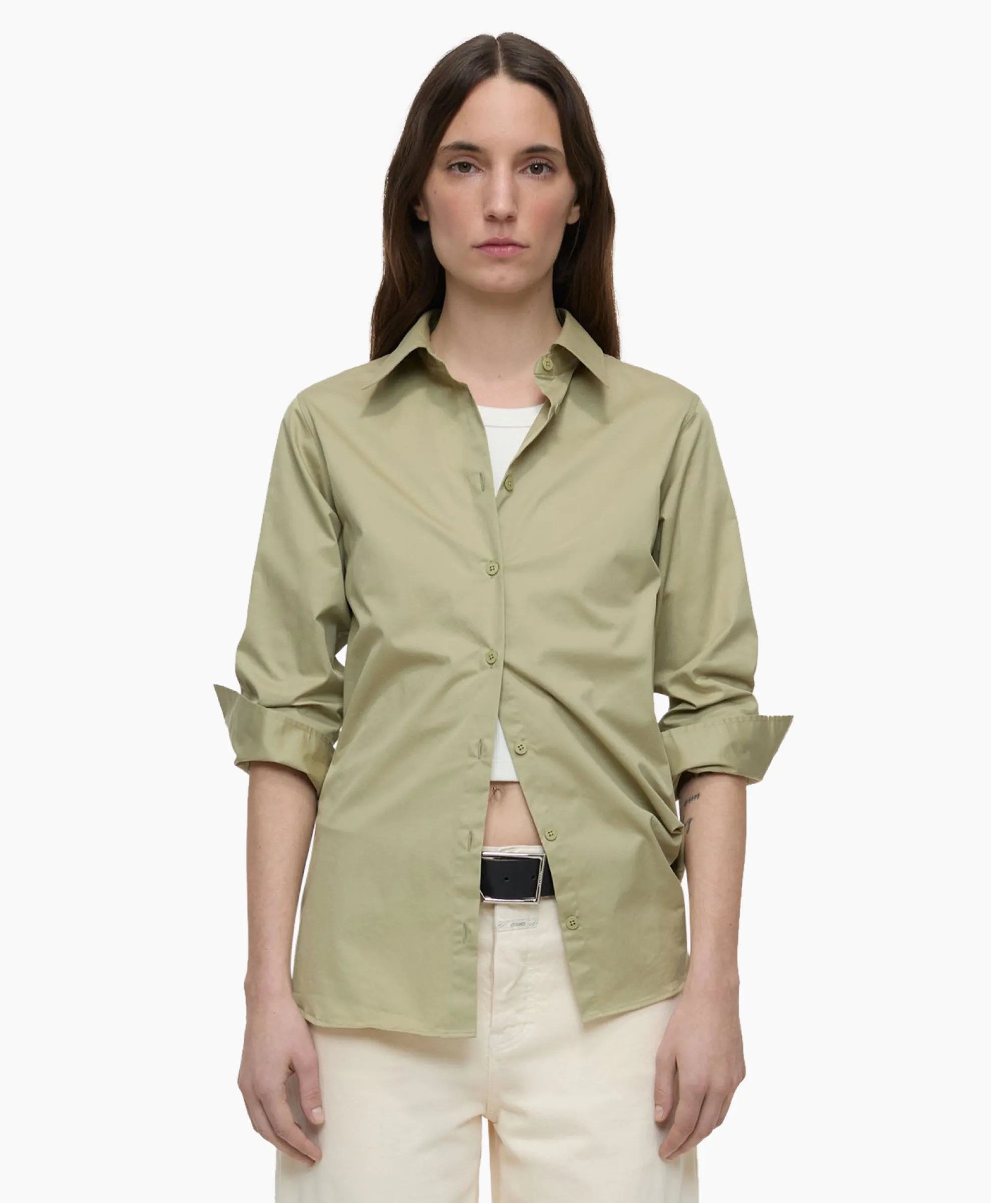 Closed Blouse Waisted Beige