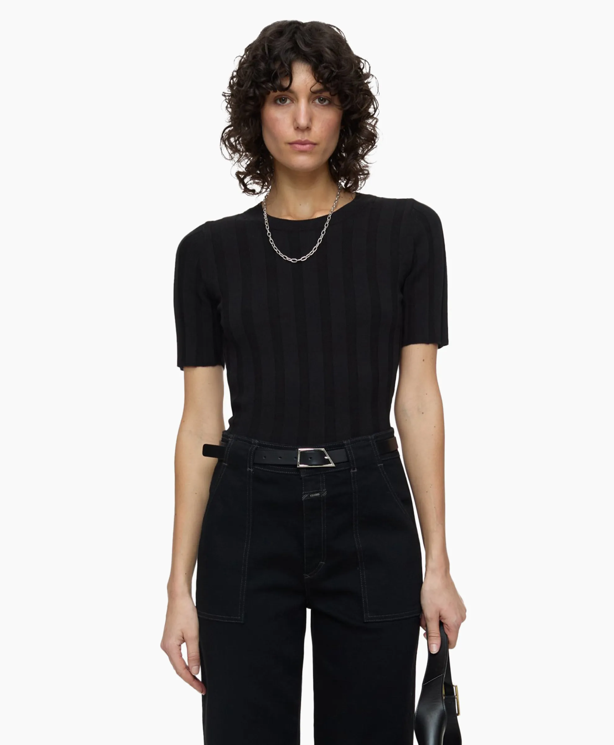 Closed Top Crew Neck Short Sleeve Zwart