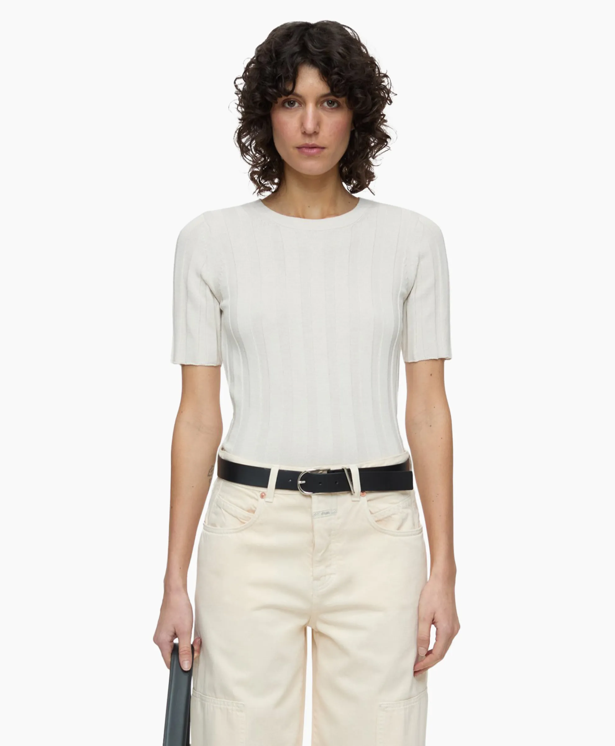 Closed Top Crew Neck Short Sleeve Ecru