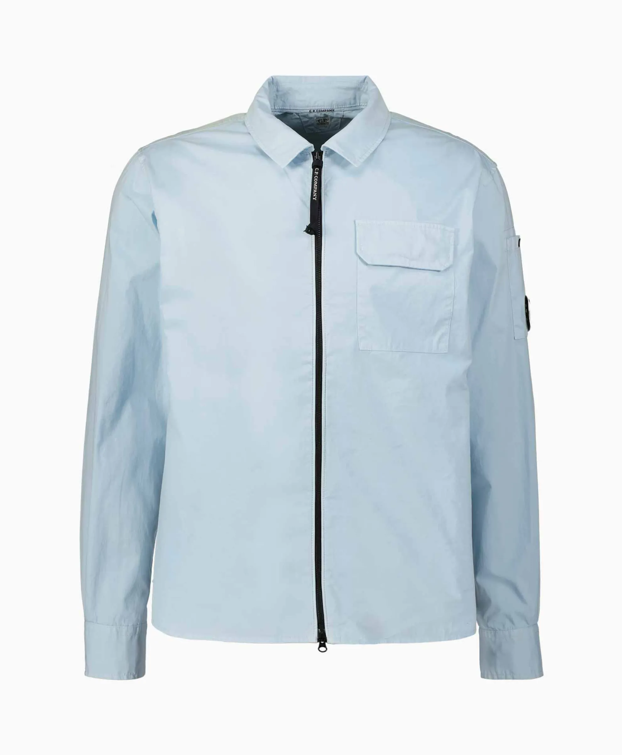 Cp Company Overshirt Gabardine Zipped Licht Blauw
