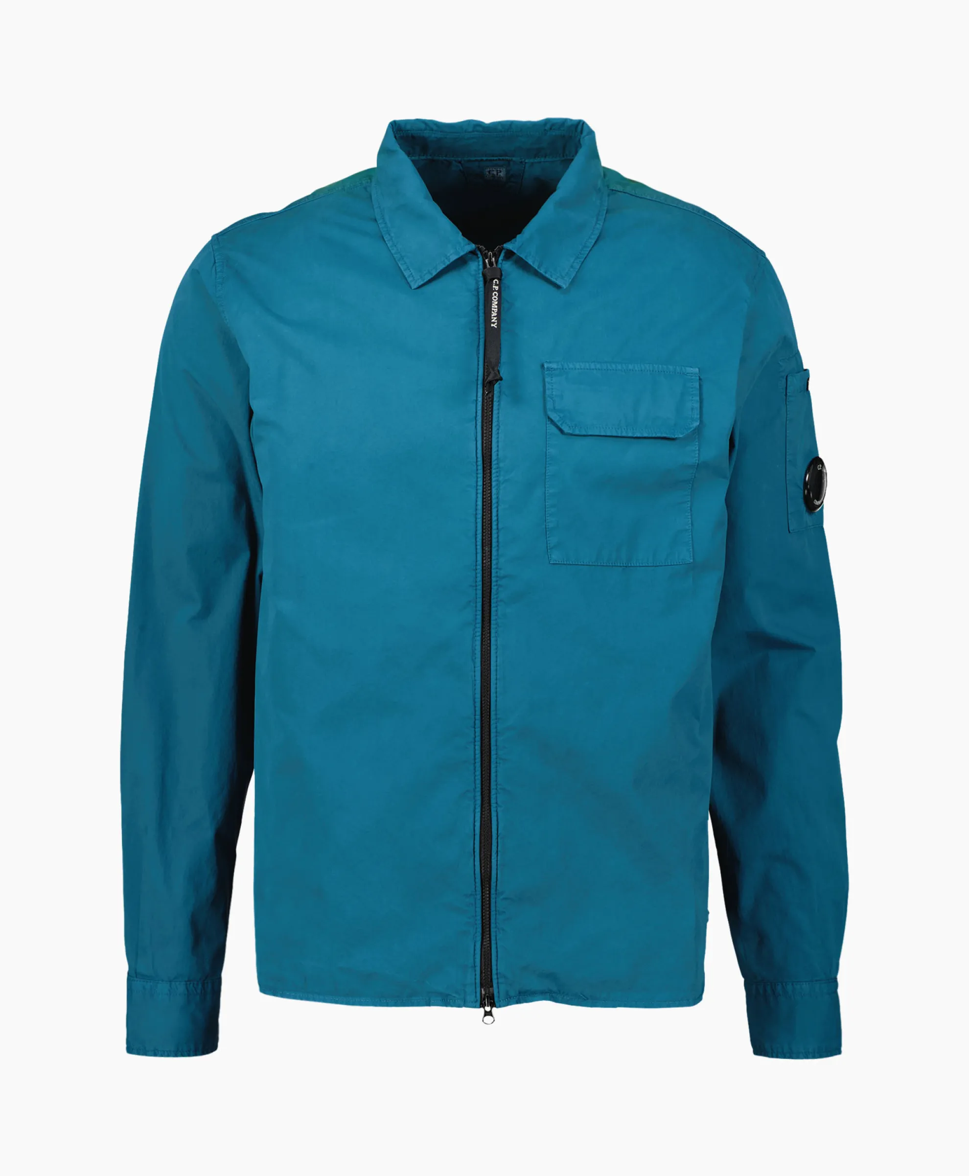 Cp Company Overshirt Gabardine Zipped Blauw