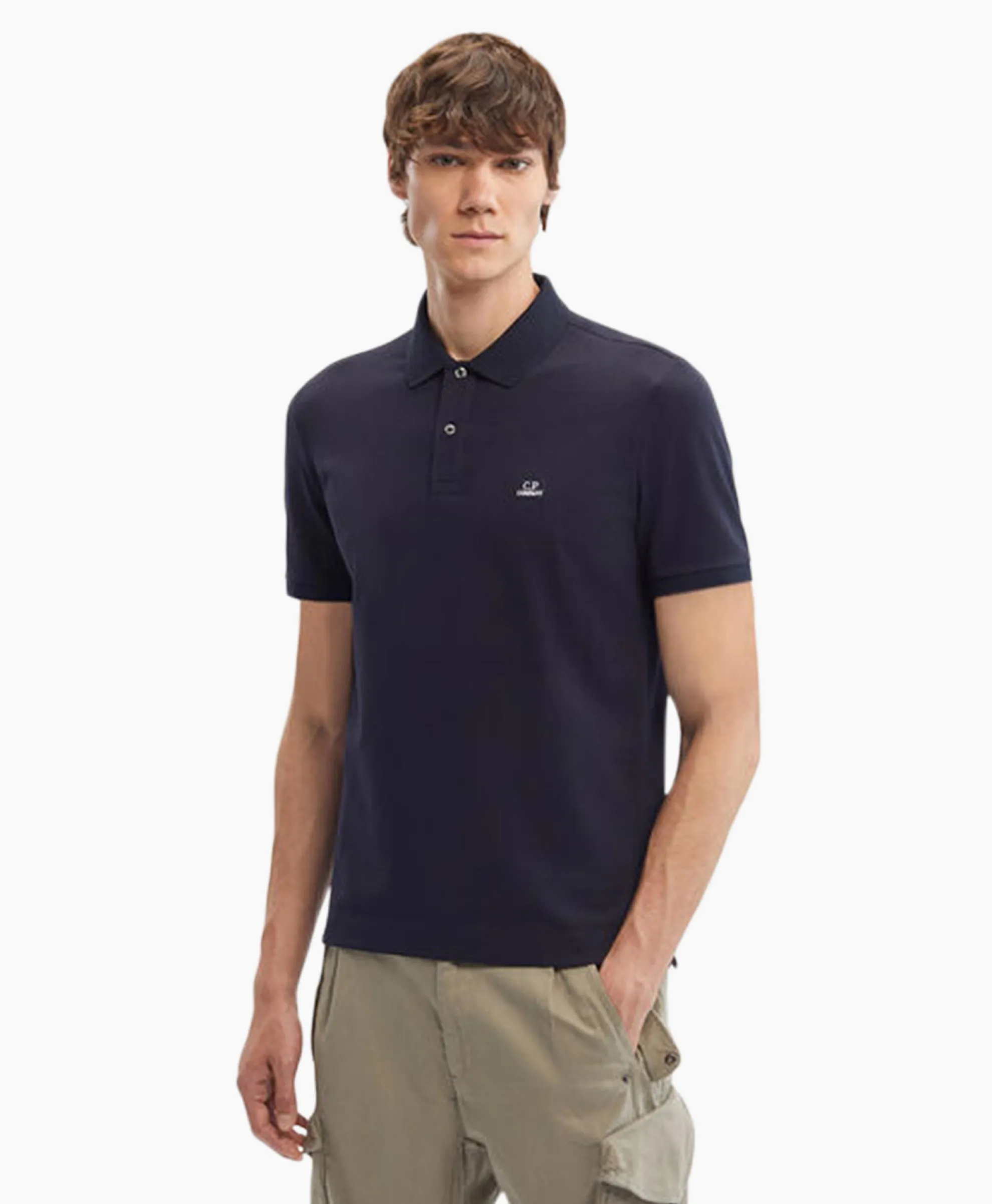 Cp Company Polo Stretch Piquet Regular Donker Blauw
