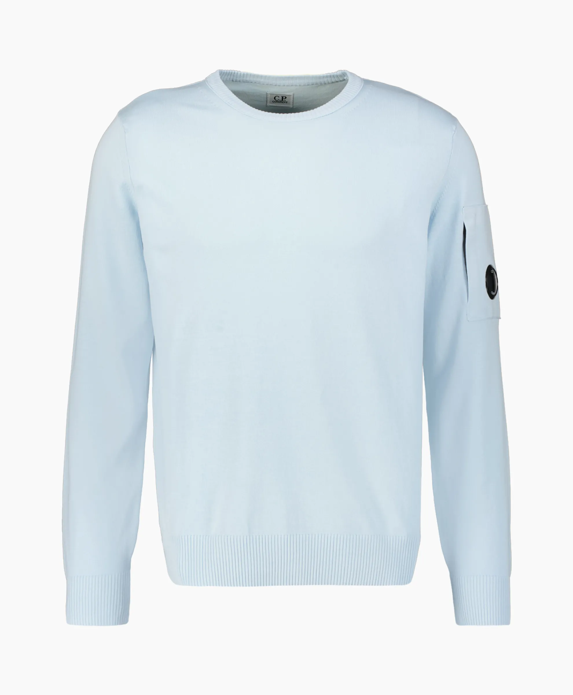 Cp Company Pullover Cotton Crepe Knit Licht Blauw
