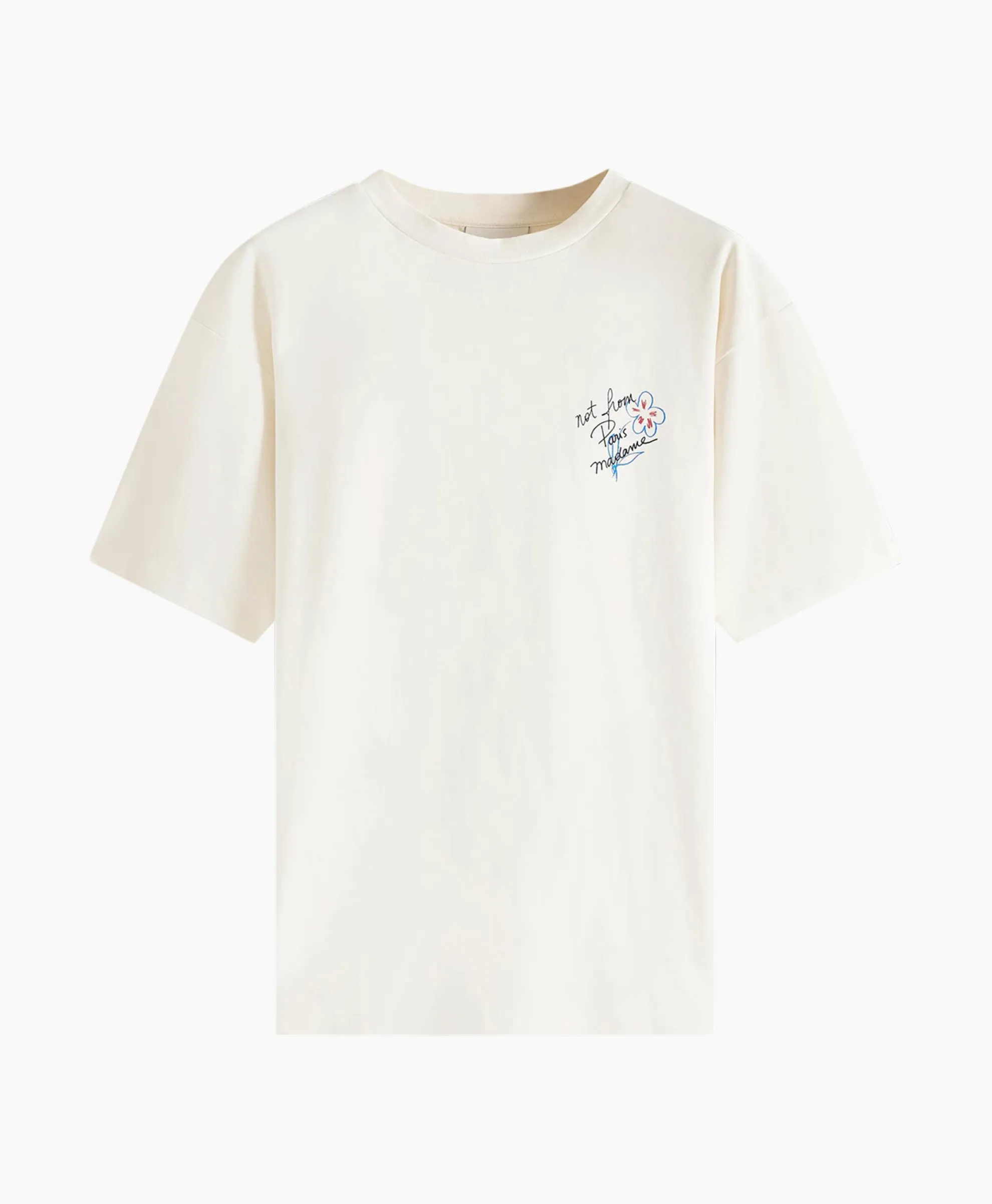 Drole De Monsieur Le T-Shirt Slogan Esquisse Ecru