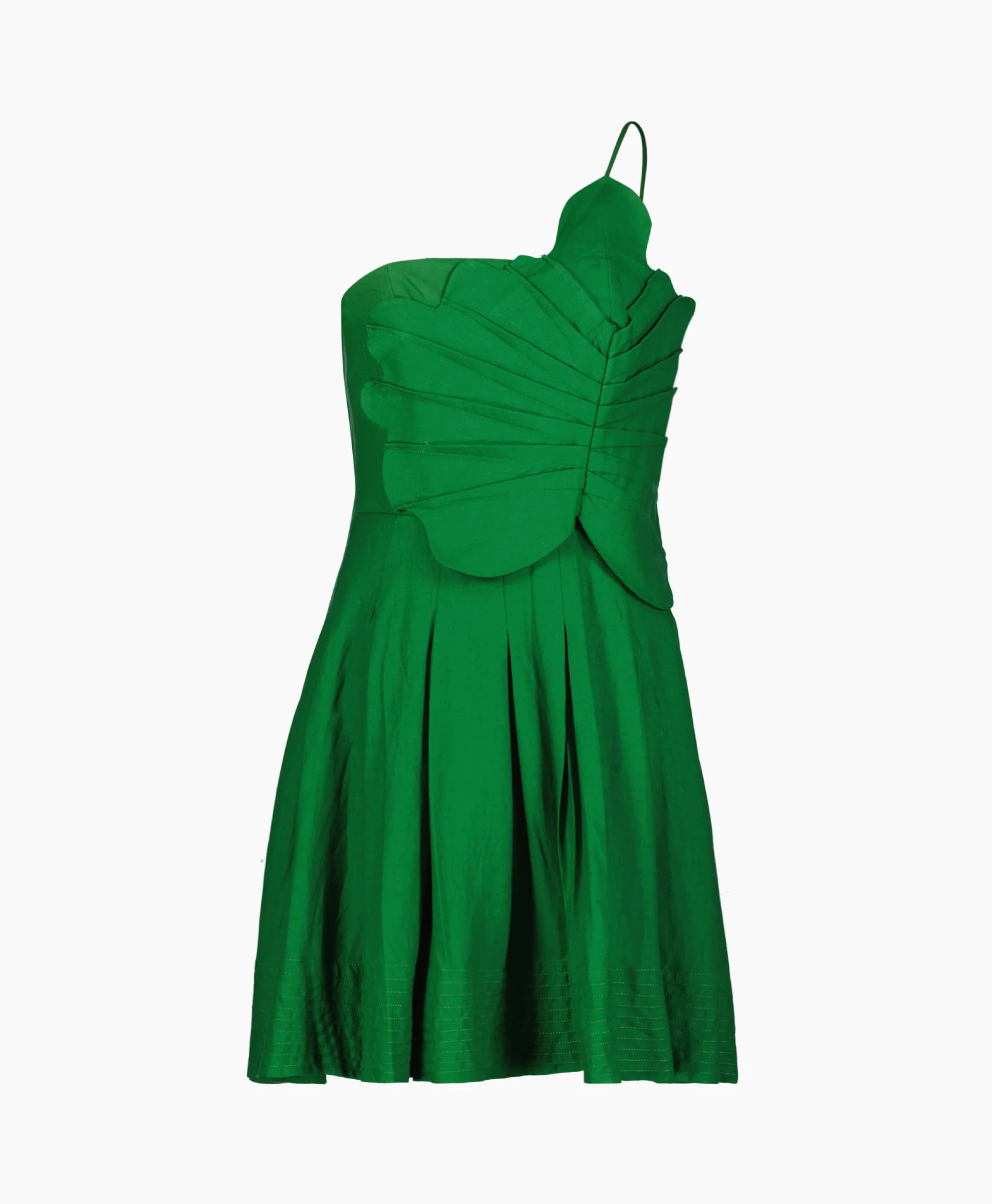 Farm Rio Mini Jurk Green One Shoulder Lea Groen