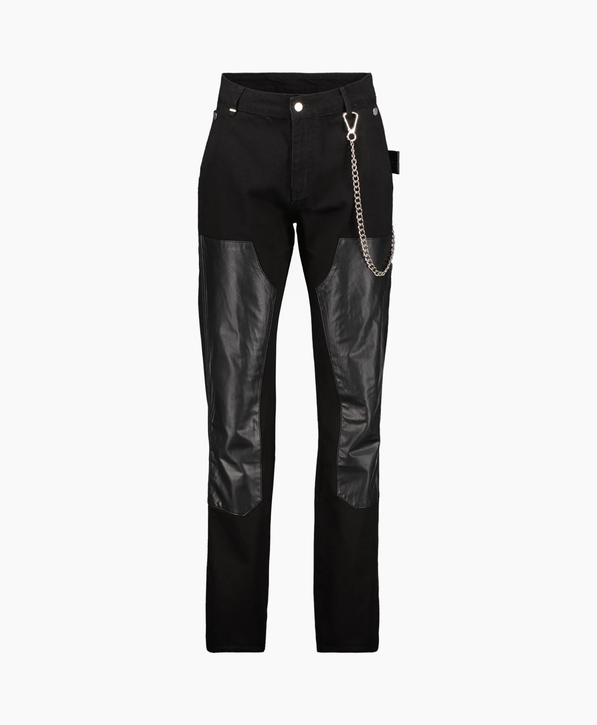 Flaneur Jeans Carpenter Straight With Leather Patches Zwart