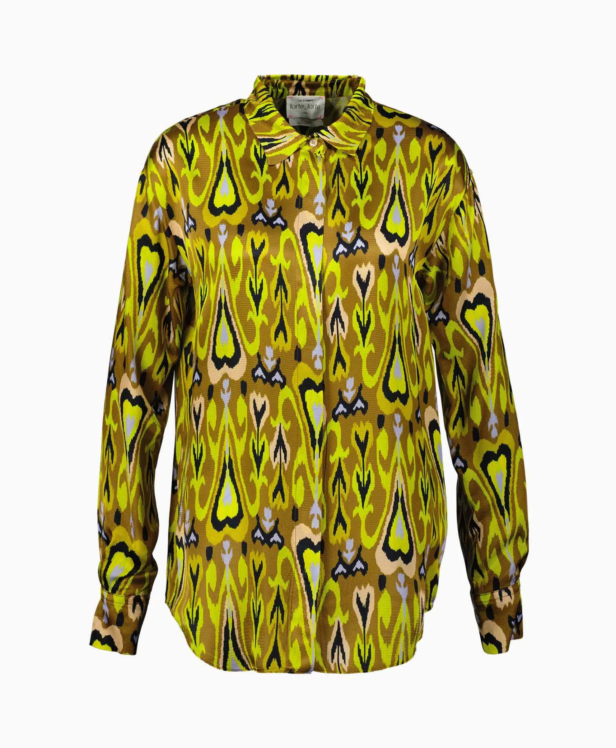 Forte_Forte Blouse Print Satin Shirt Norther Light Geel