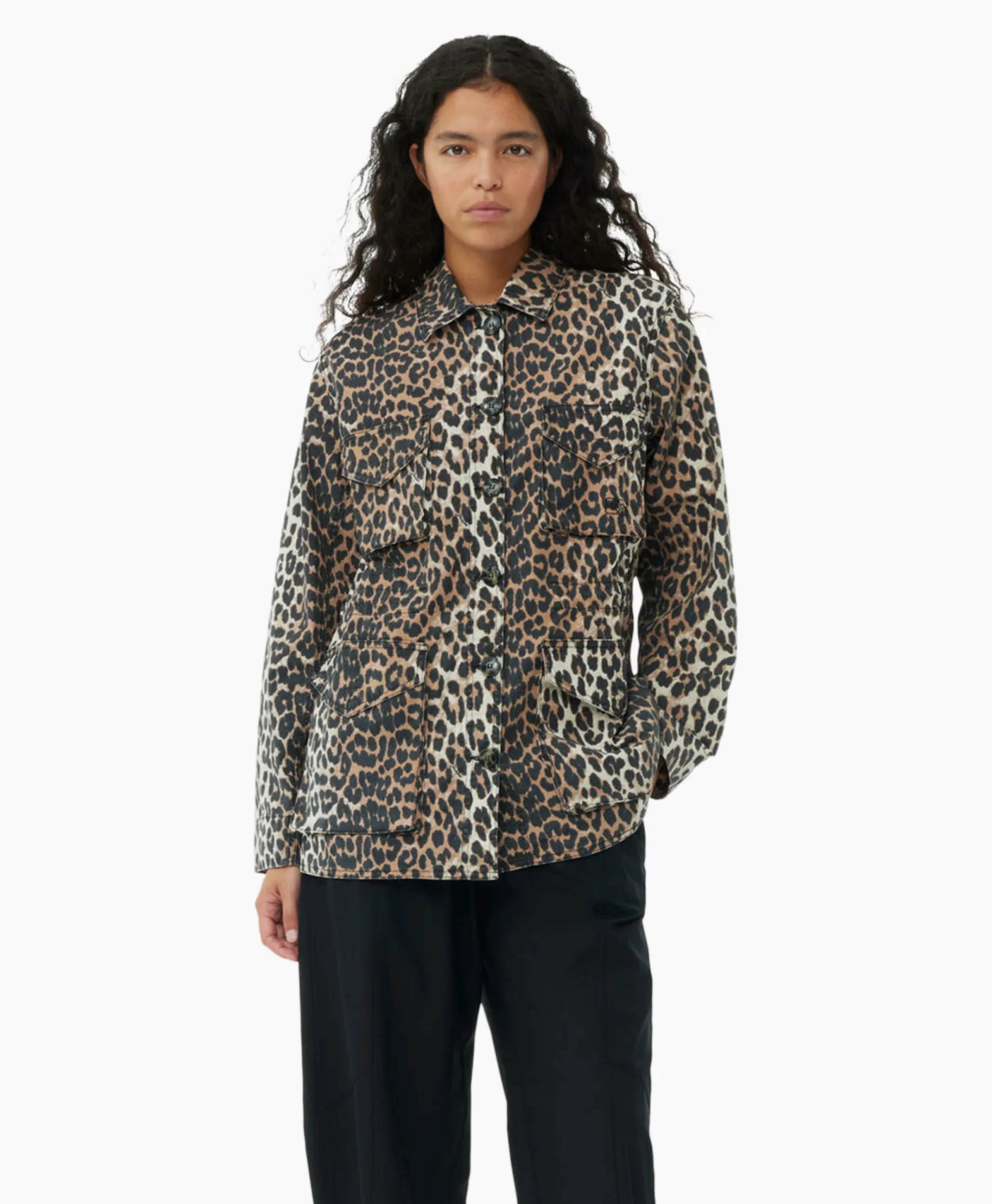 Ganni Jack Washed Cotton Canvas Bruin