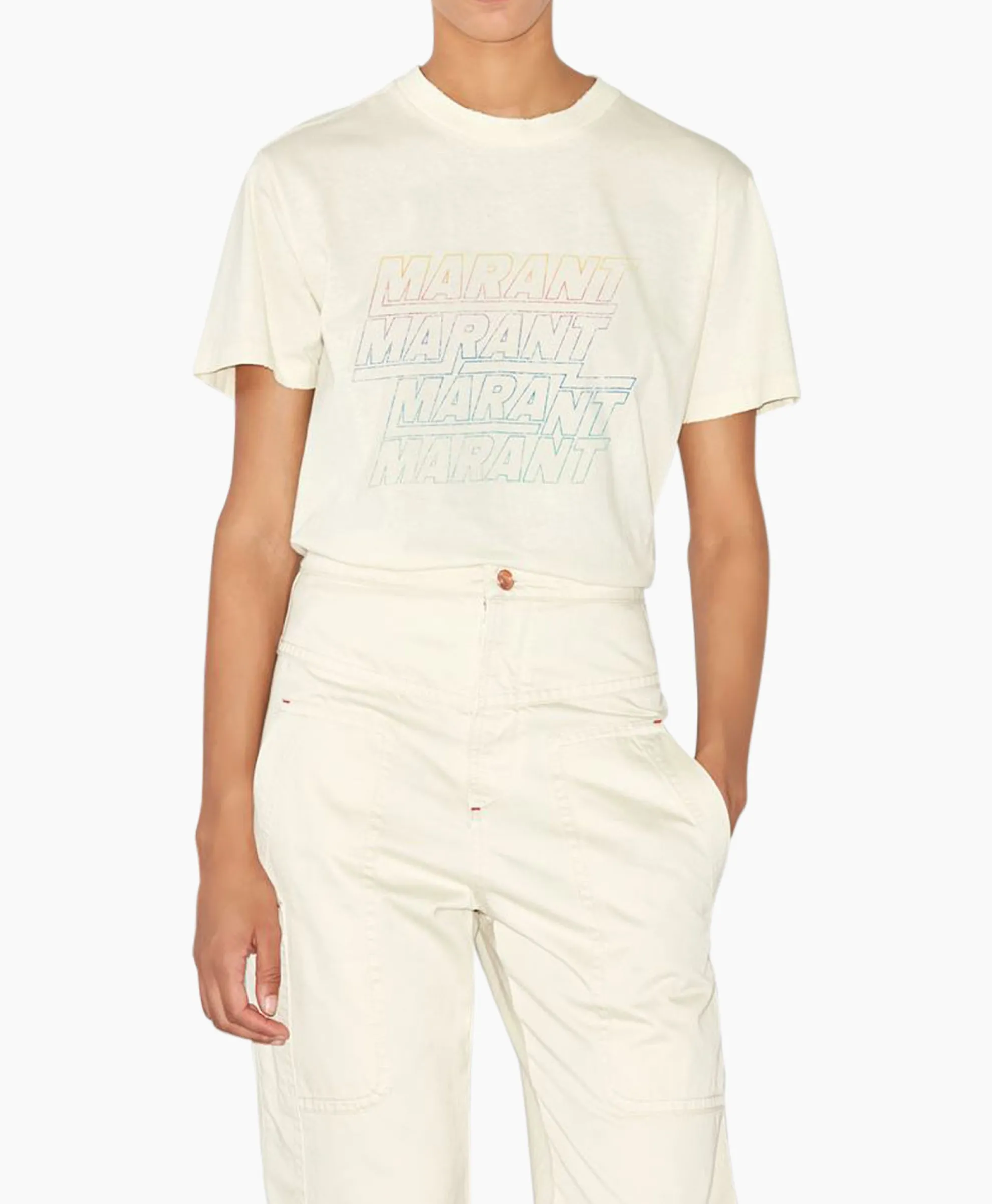 Marant Etoile T-Shirt Korte Mouw Ziliani-Ga Ecru