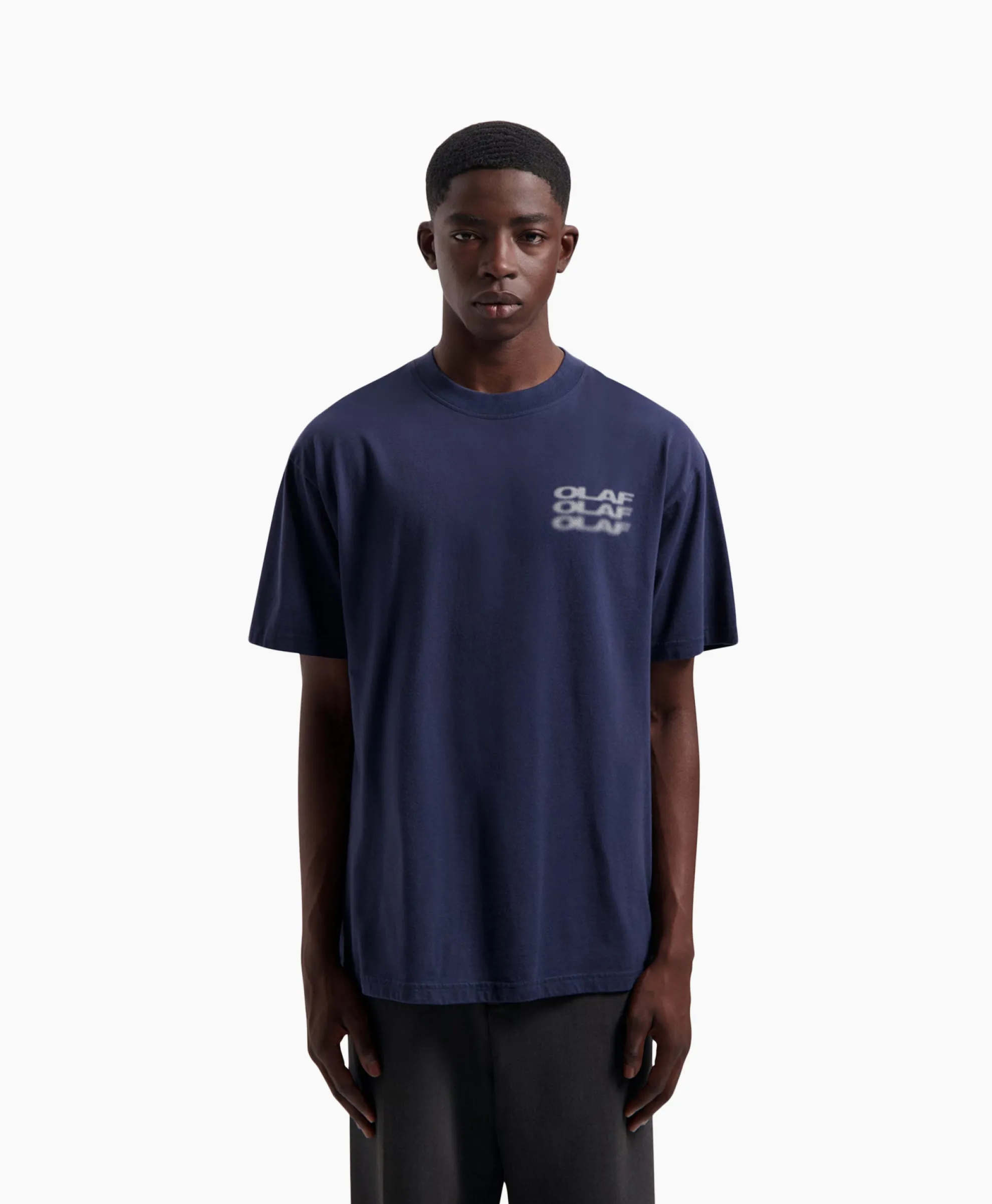 Olaf Hussein T-Shirt Blur Logo Donker Blauw