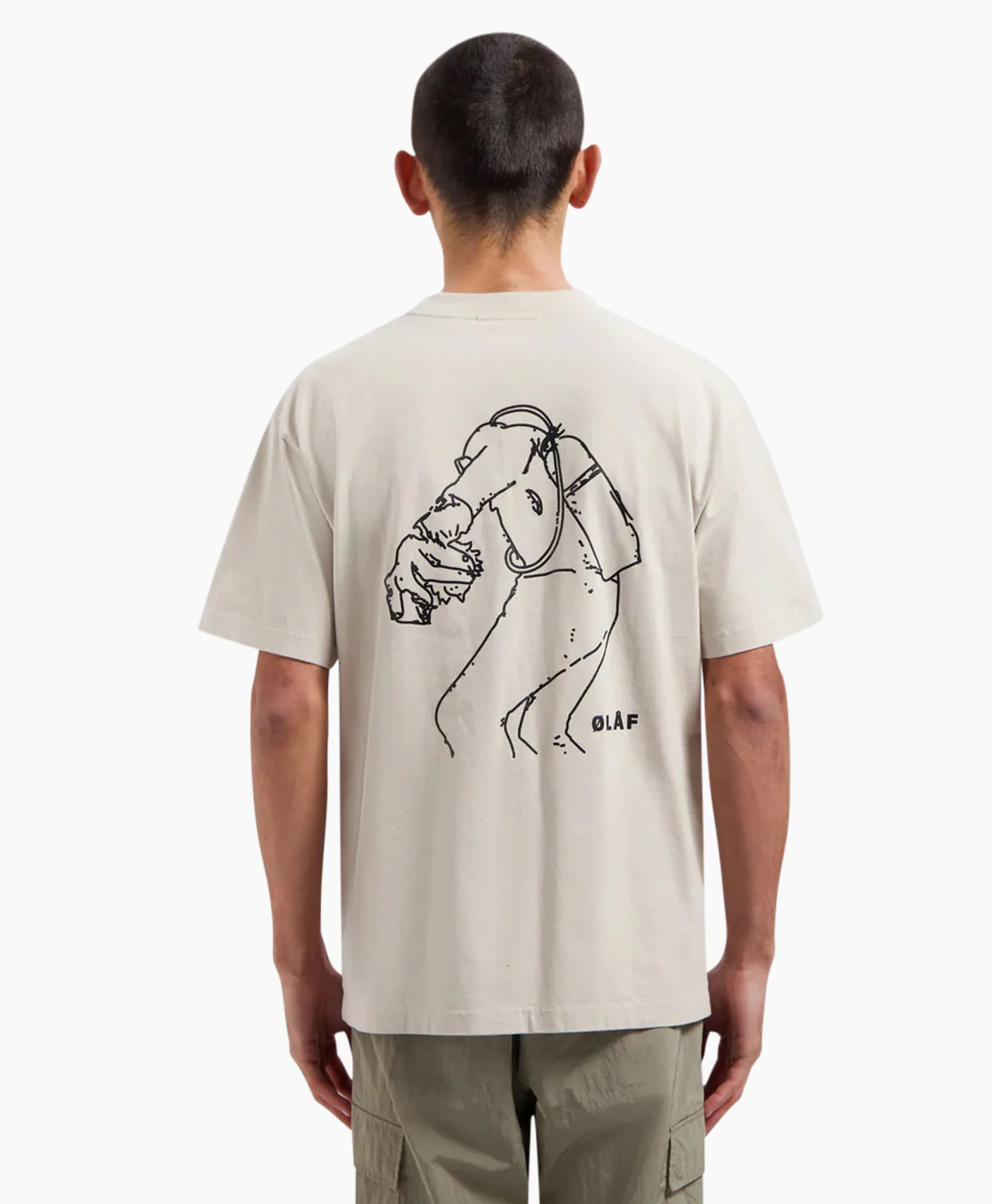 Olaf Hussein T-Shirt Korte Mouw Diver Cement