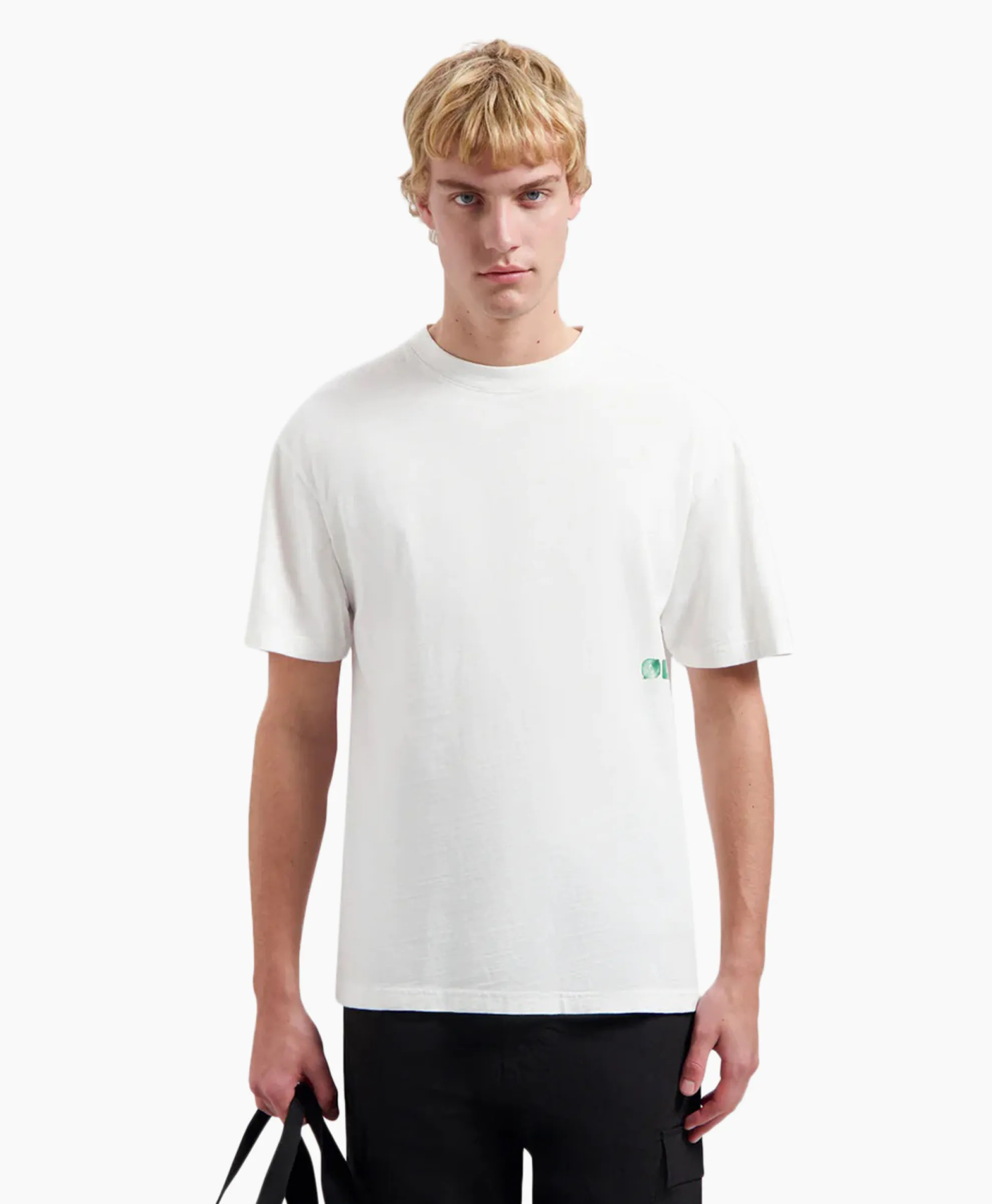 Olaf Hussein T-Shirt Korte Mouw Watercolor Logo Slub Off White