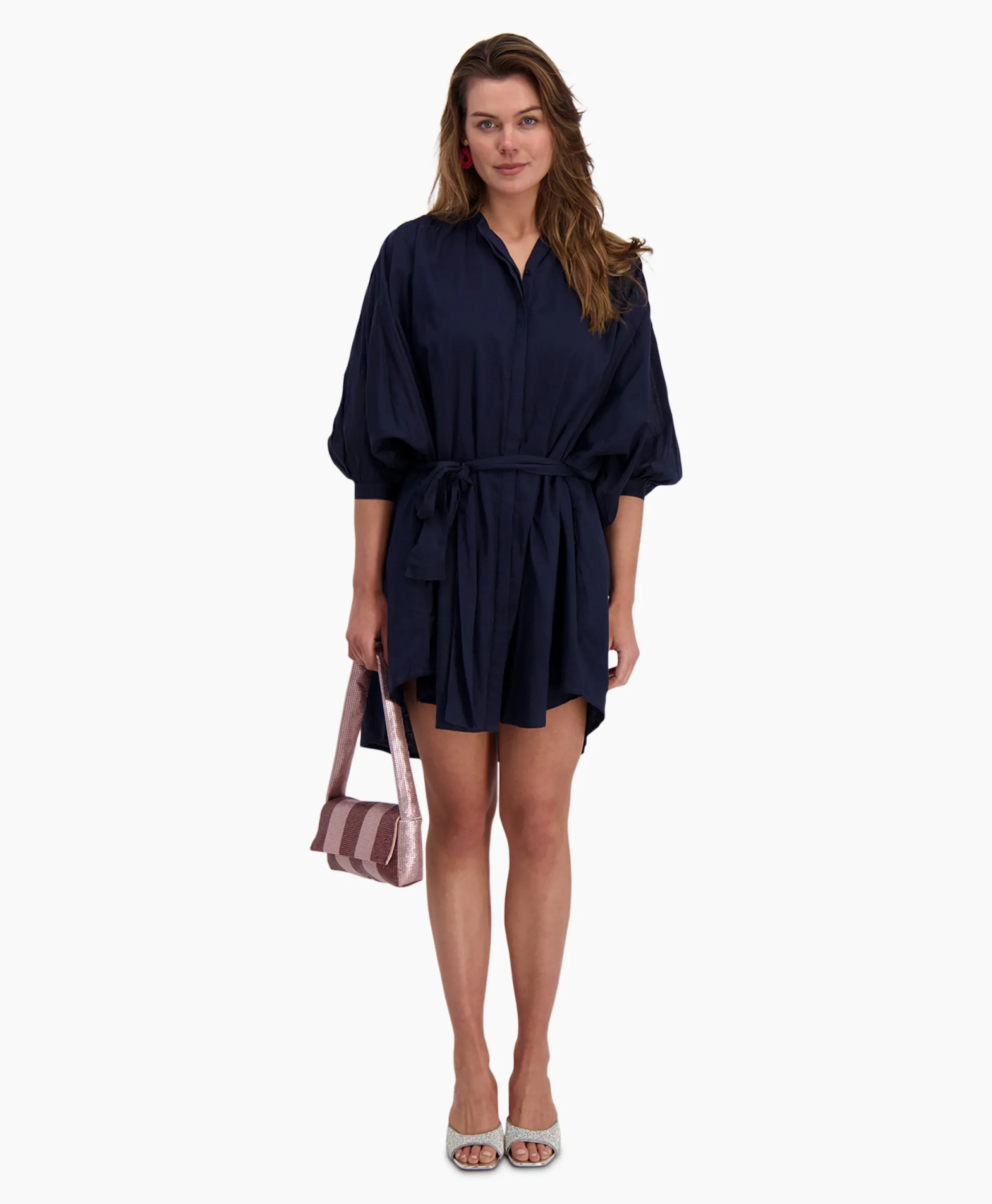 Sea Me Happy Mini Jurk Balloon Short Double Layered Donker Blauw