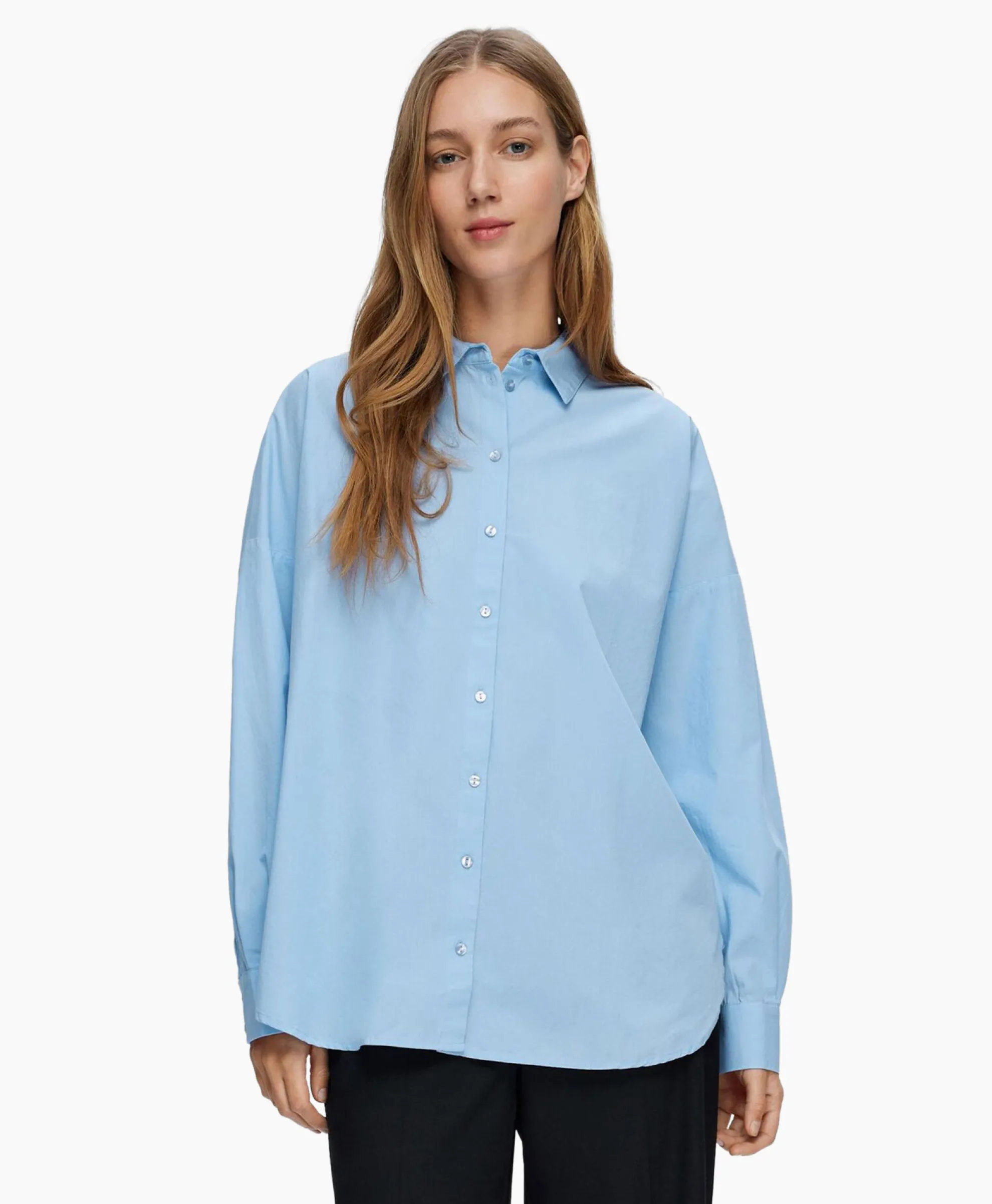 Selected Femme Blouse Dina-Sanni Ls Shirt Noos Blauw