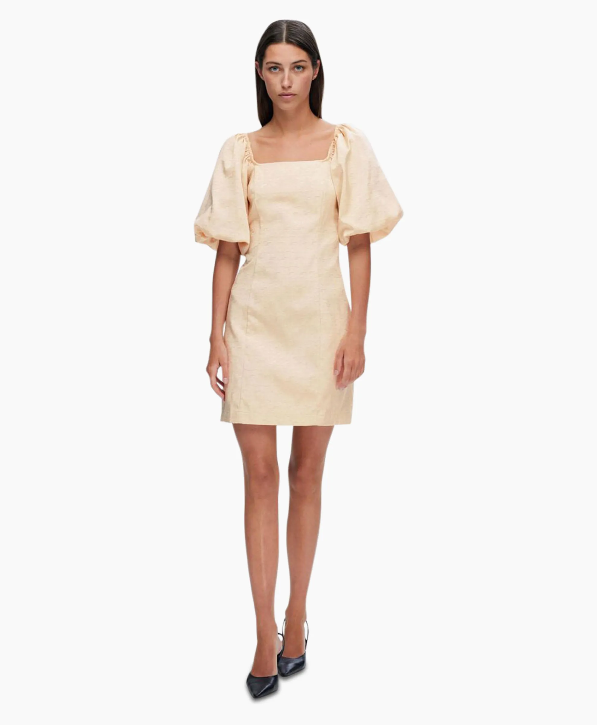 Selected Femme Jurk Firmina 3/4 On Off Short Dress B Zand