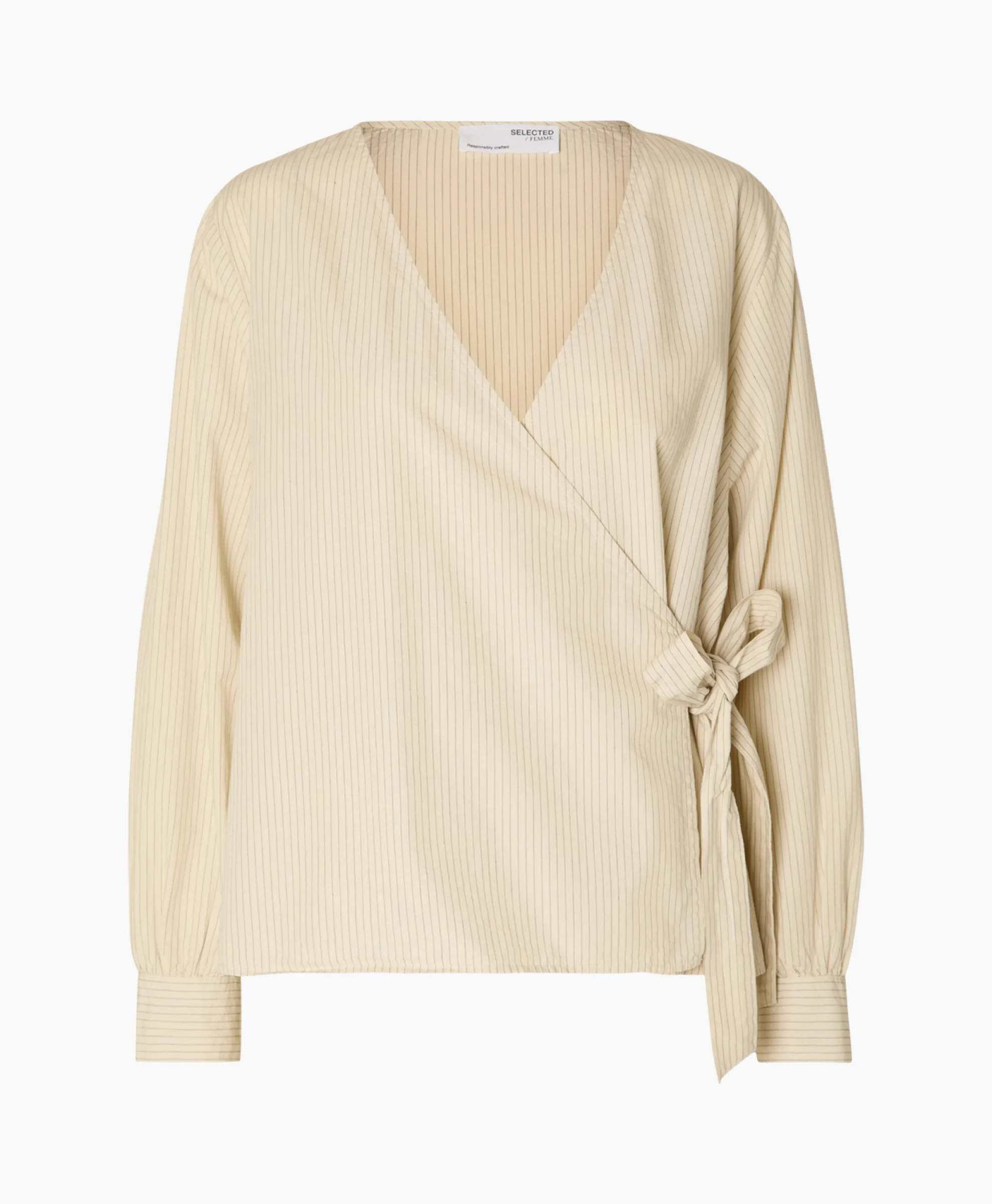 Selected Femme Top Millie Ls Striped Wrap B Goud