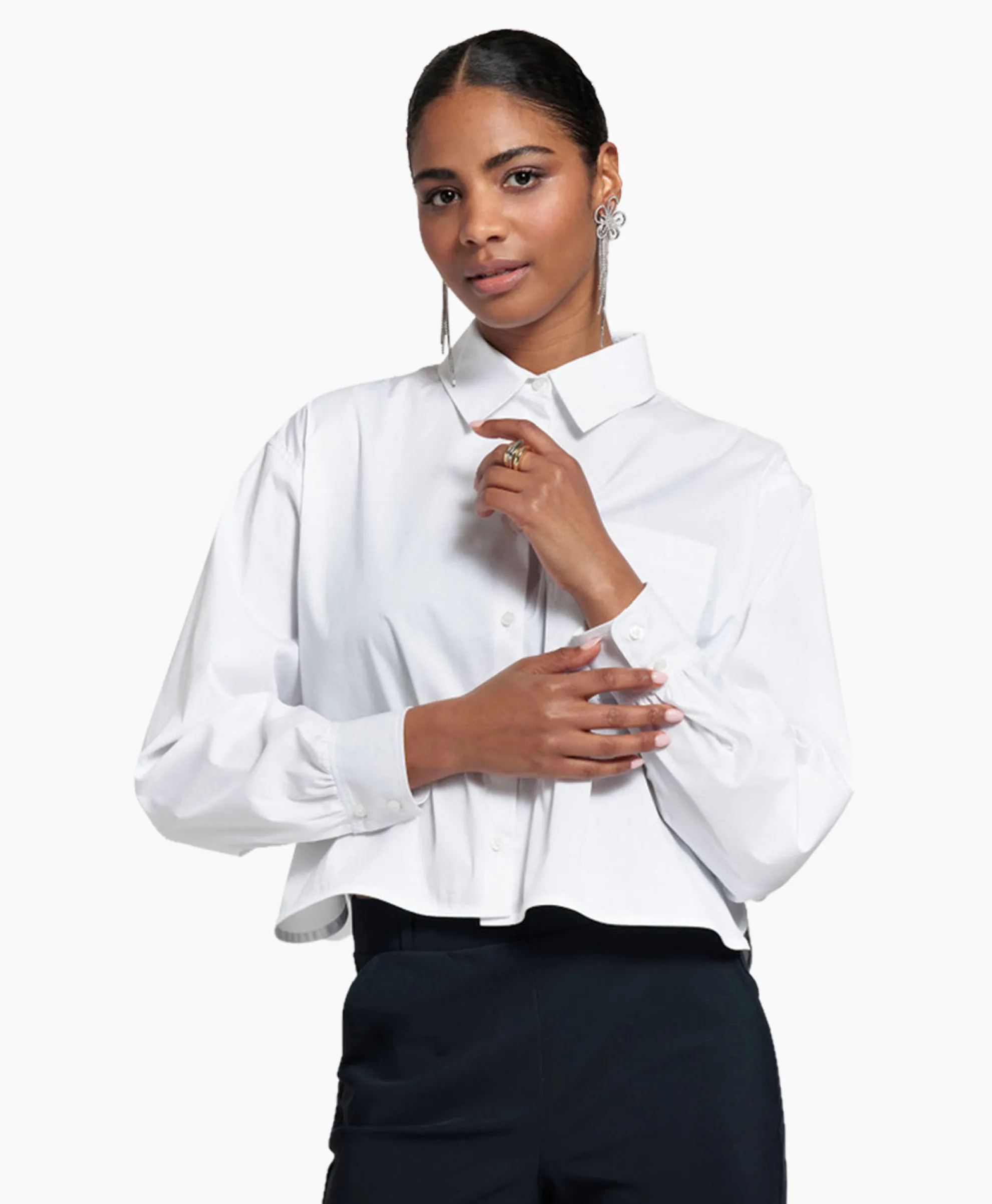 Studio Anneloes Blouse Dion Cropped Poplin Wit