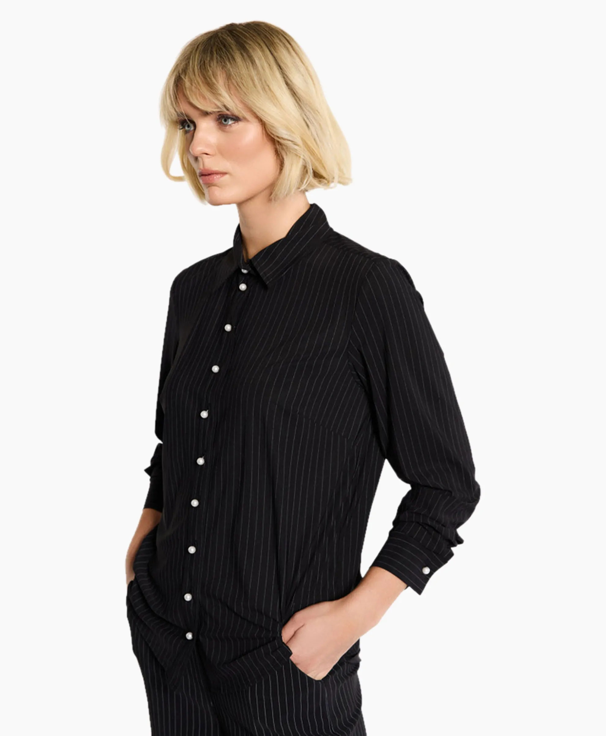 Studio Anneloes Blouse Bobby Pearl Pinstripe Zwart Dessin