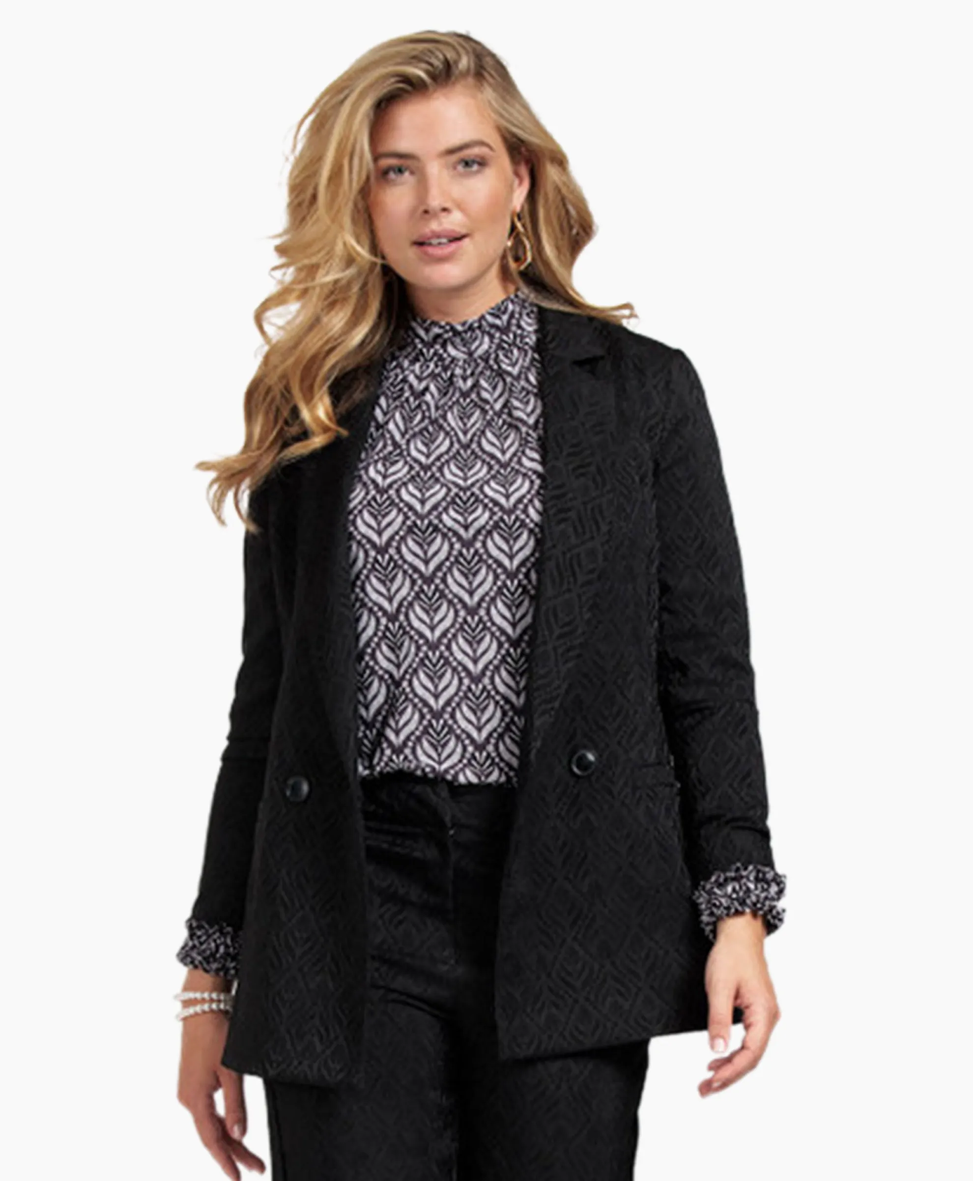 Studio Anneloes Blazer Sence Orn. Jacquard Zwart