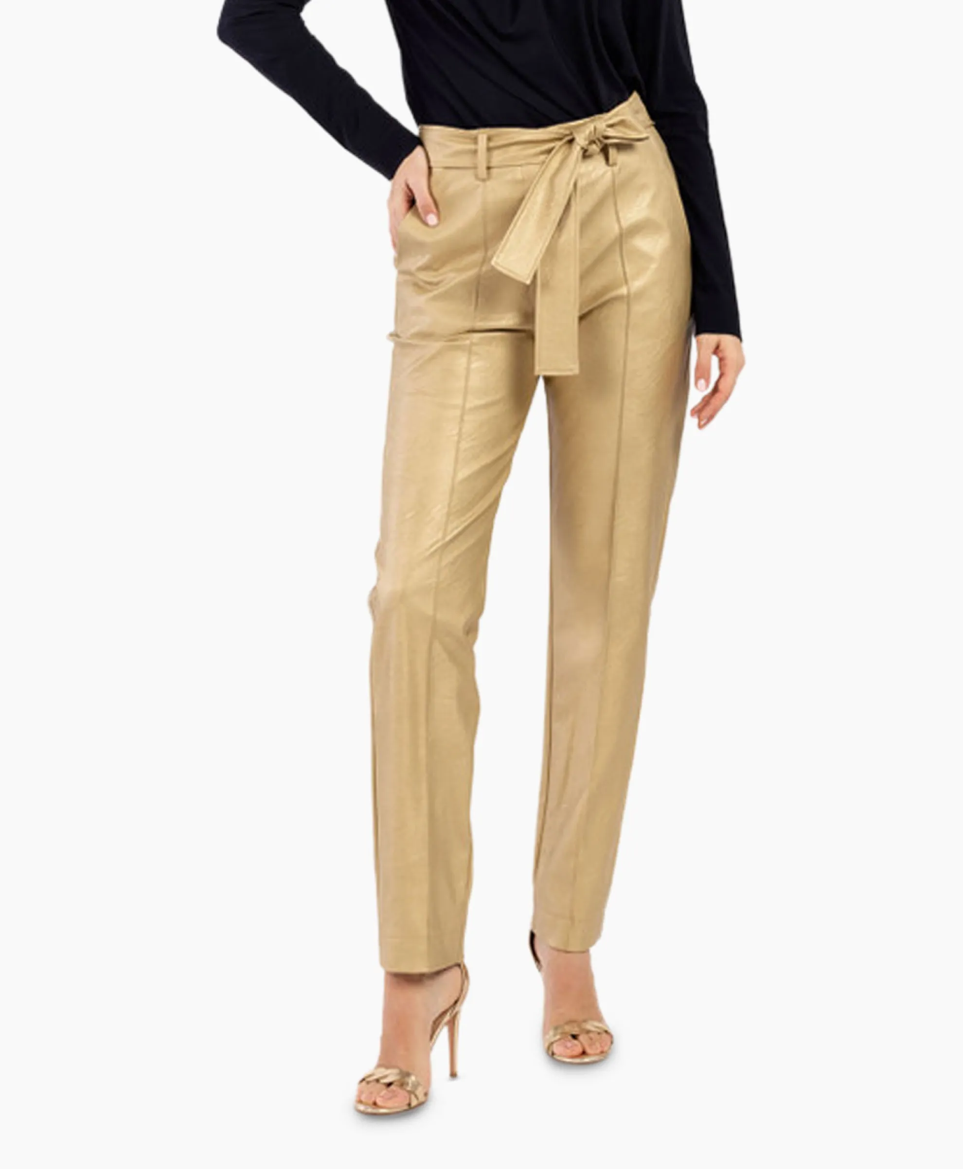 Studio Anneloes Broek Mita Faux Leather Trousers Goud
