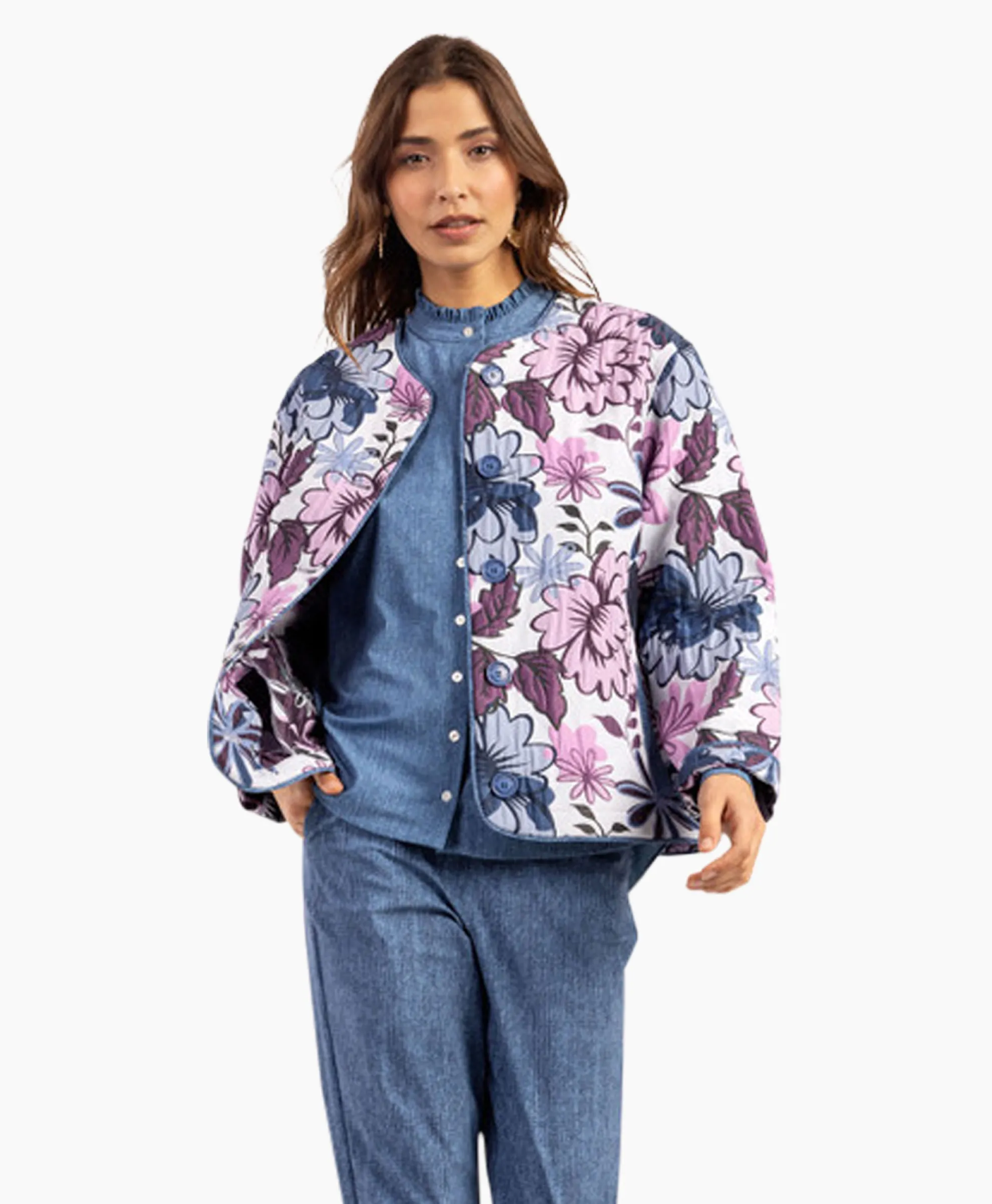 Studio Anneloes Top Esra Jaquard Flower Jacket Ecru