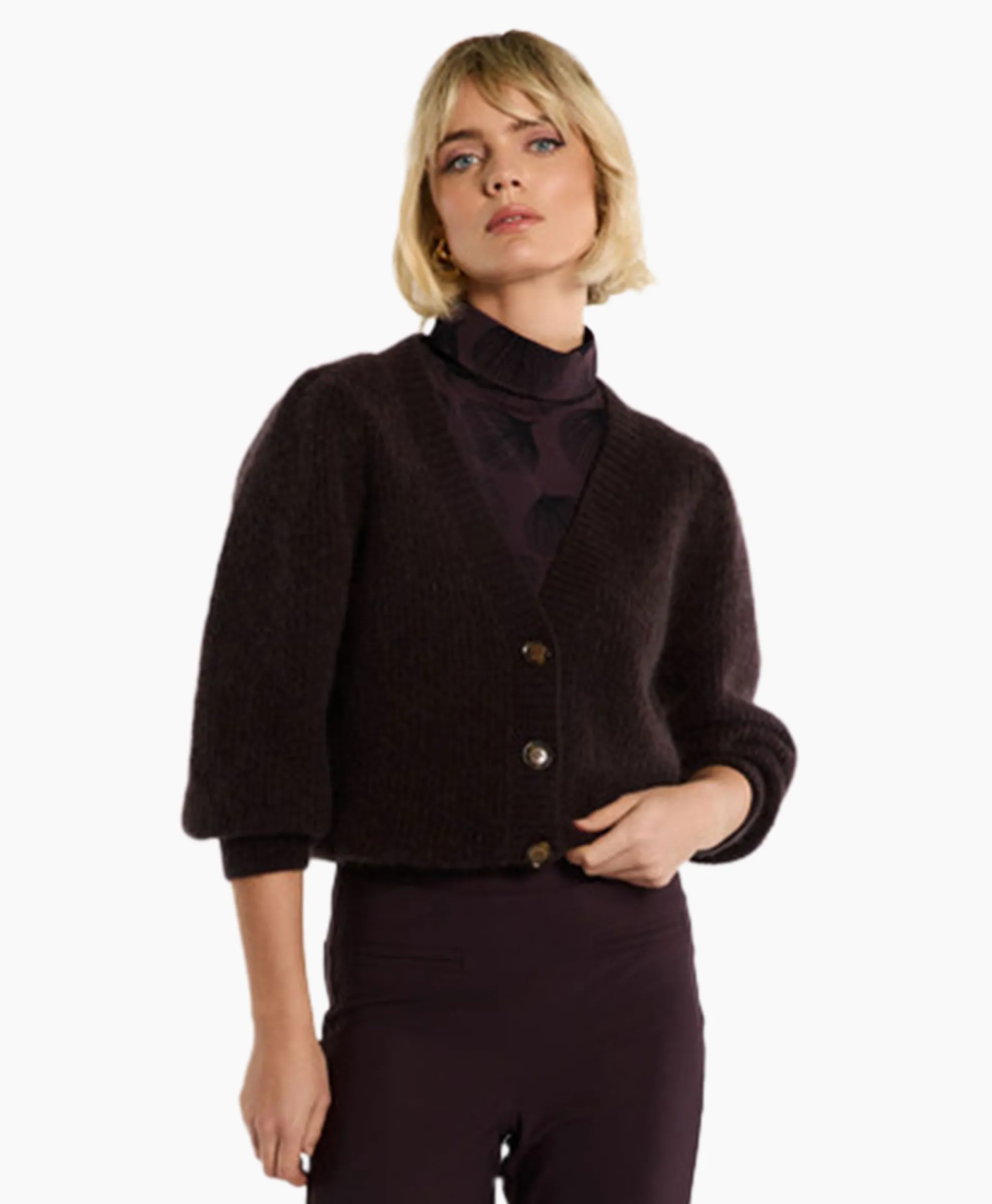 Studio Anneloes Vest Mandy Mohair Cardigan Bruin