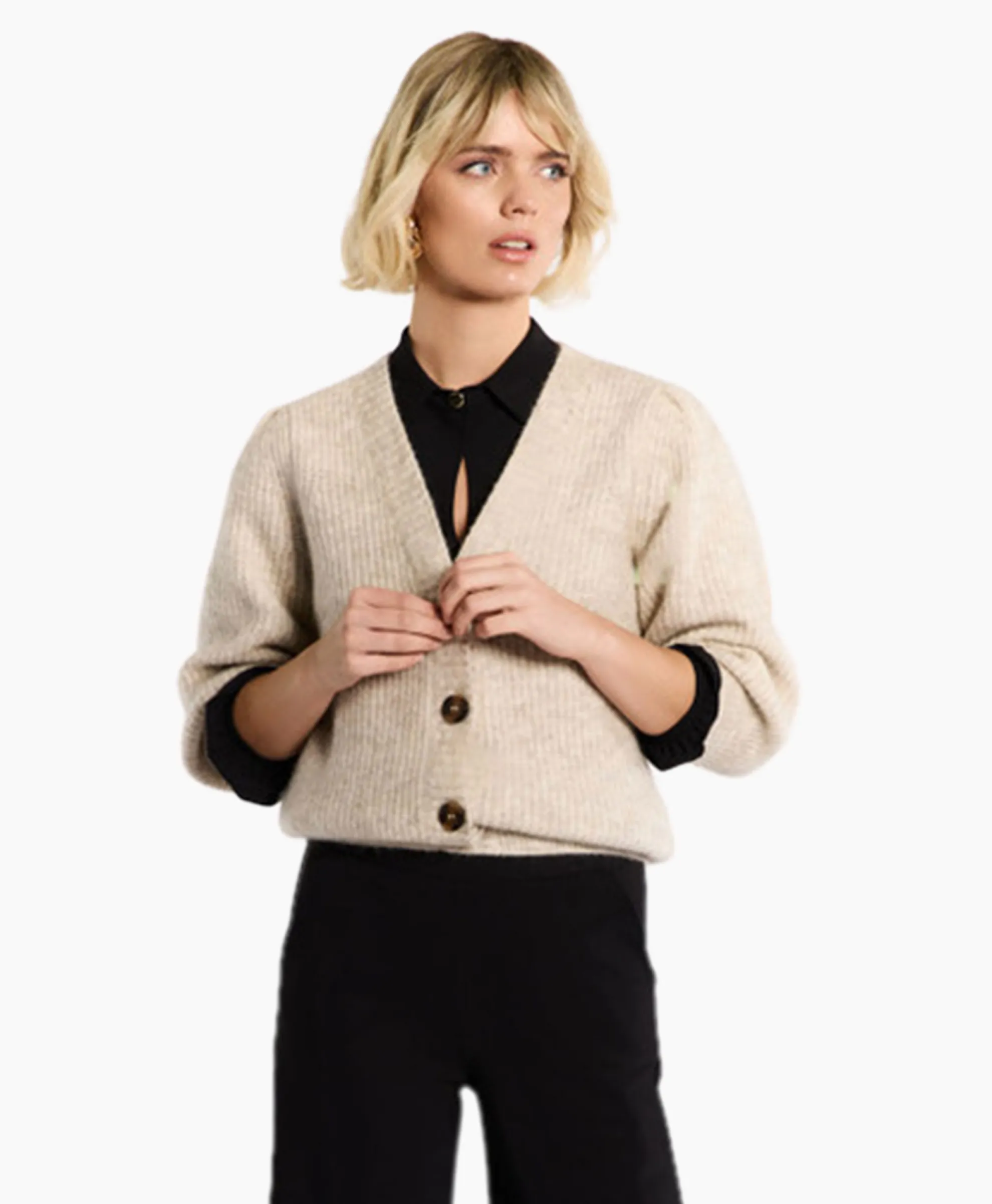 Studio Anneloes Vest Mandy Mohair Cardigan Zand