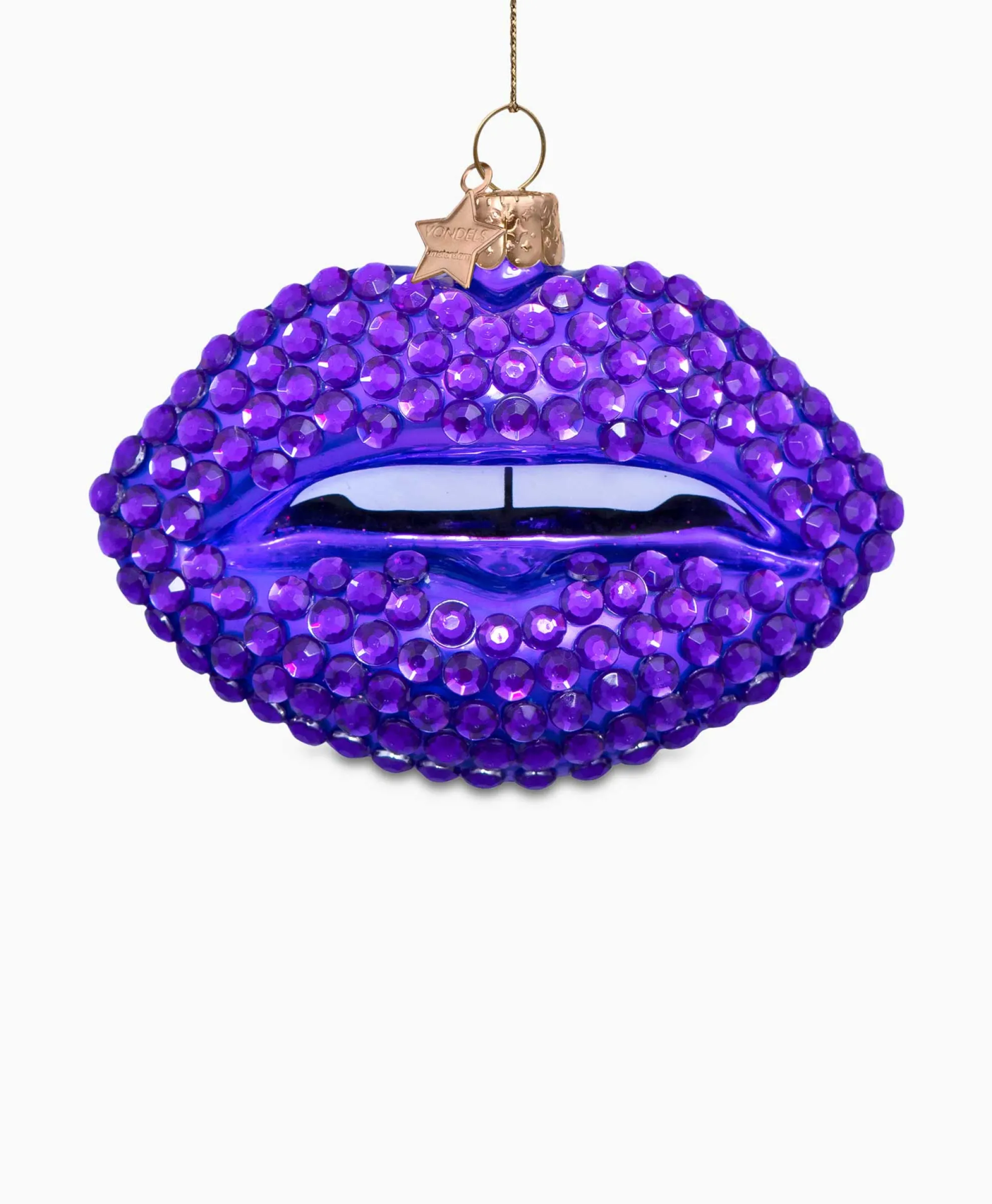 Vondels Vondels Kerstbal Lippen Paars