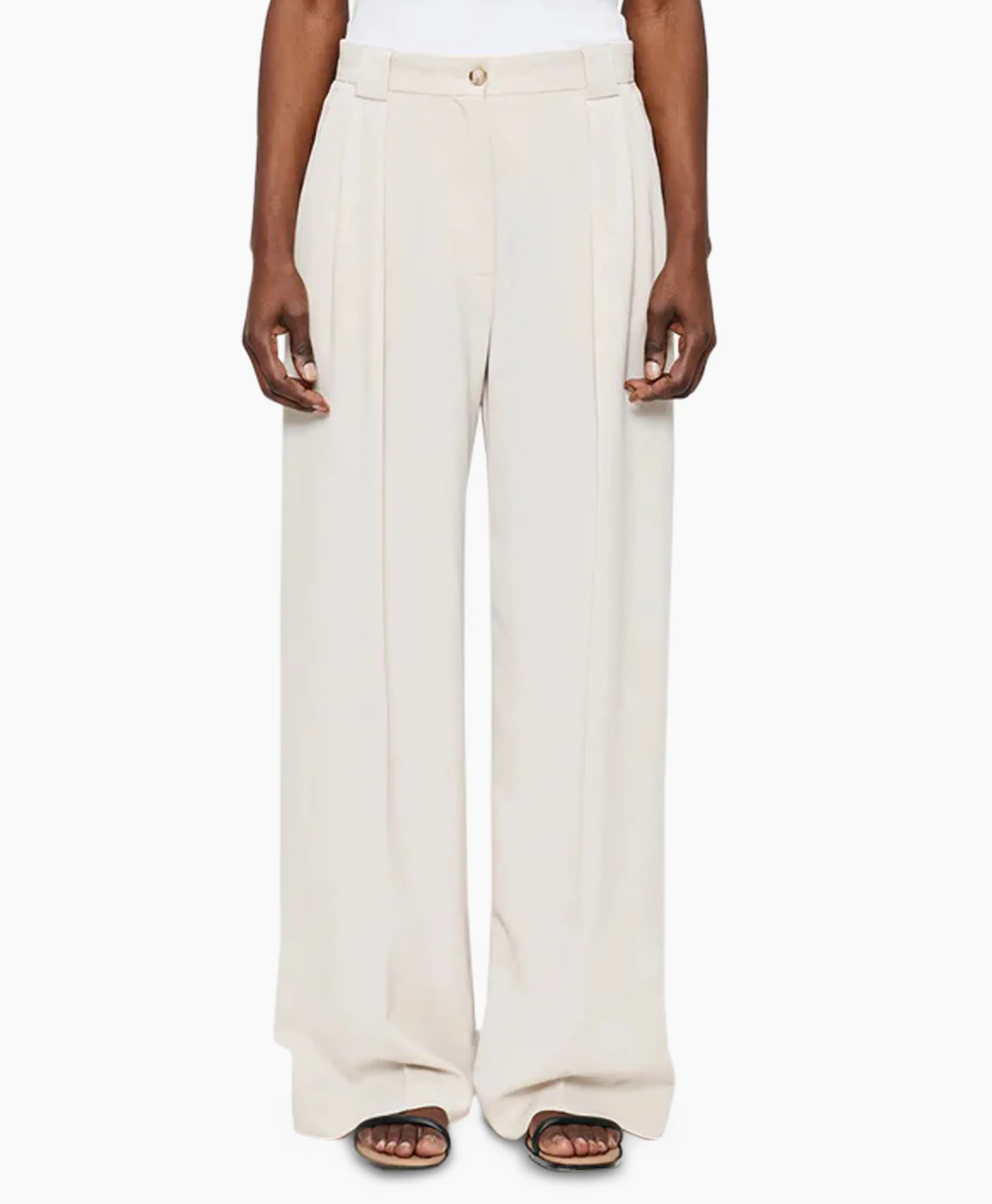 Zenggi Pantalon Wide Pleated Off White