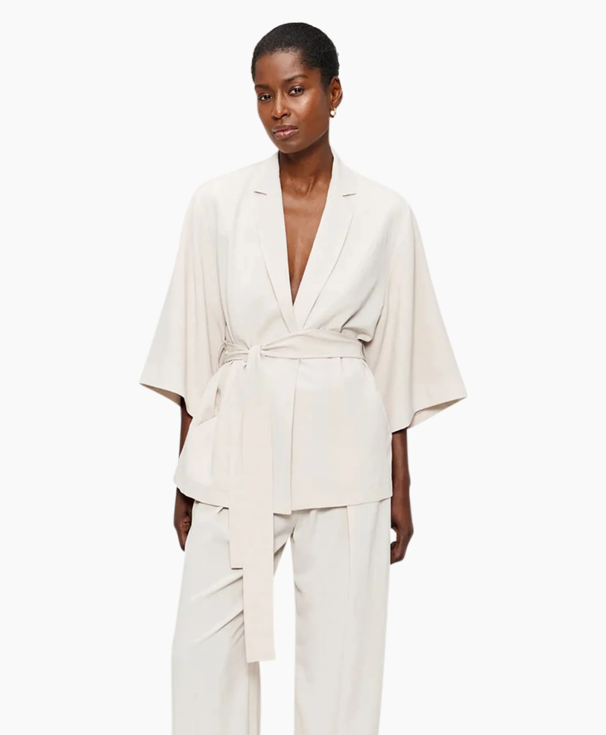 Zenggi Vest Japanse Crepe Kimono Off White